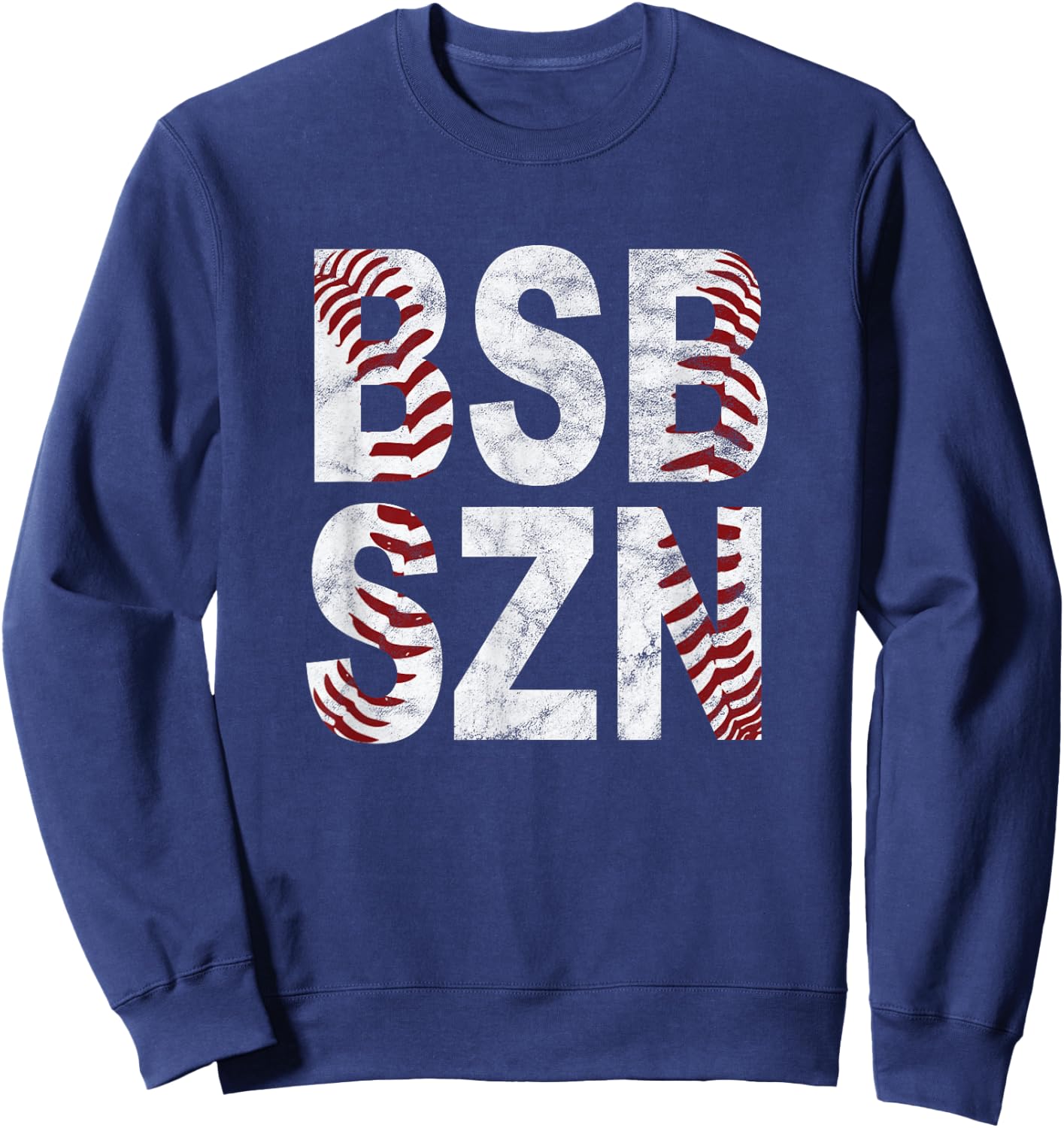 BSB SZN Baseball Season Distressed Sweatshirt - Sweatshirt | Navy