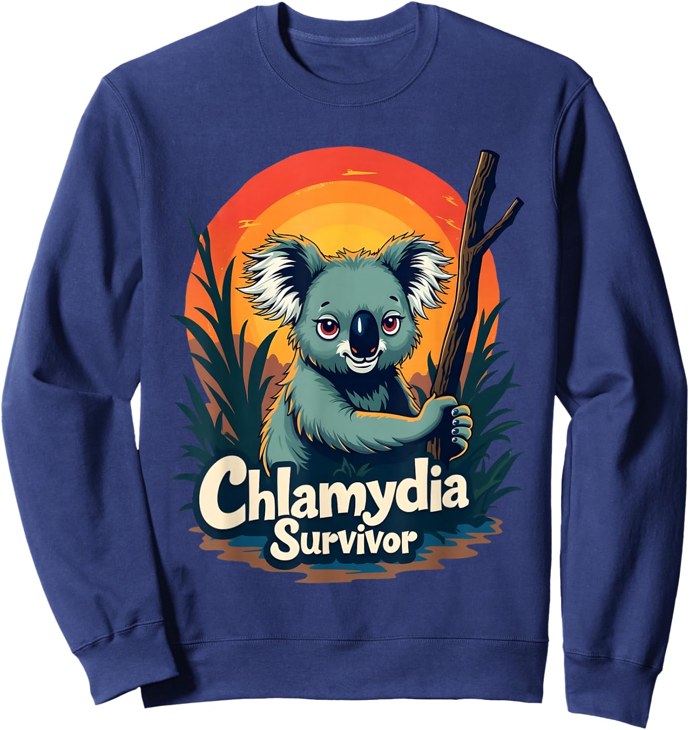 Chlamydia Survivor Funny Adult Joke Retro Vintage Koala Men Sweatshirt - Sweatshirt | Navy