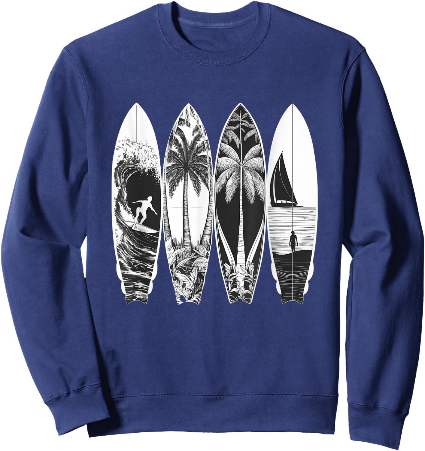 Vintage Surfer Classic Surfing Retro Surfboard Surfboarder Sweatshirt - Sweatshirt | Navy