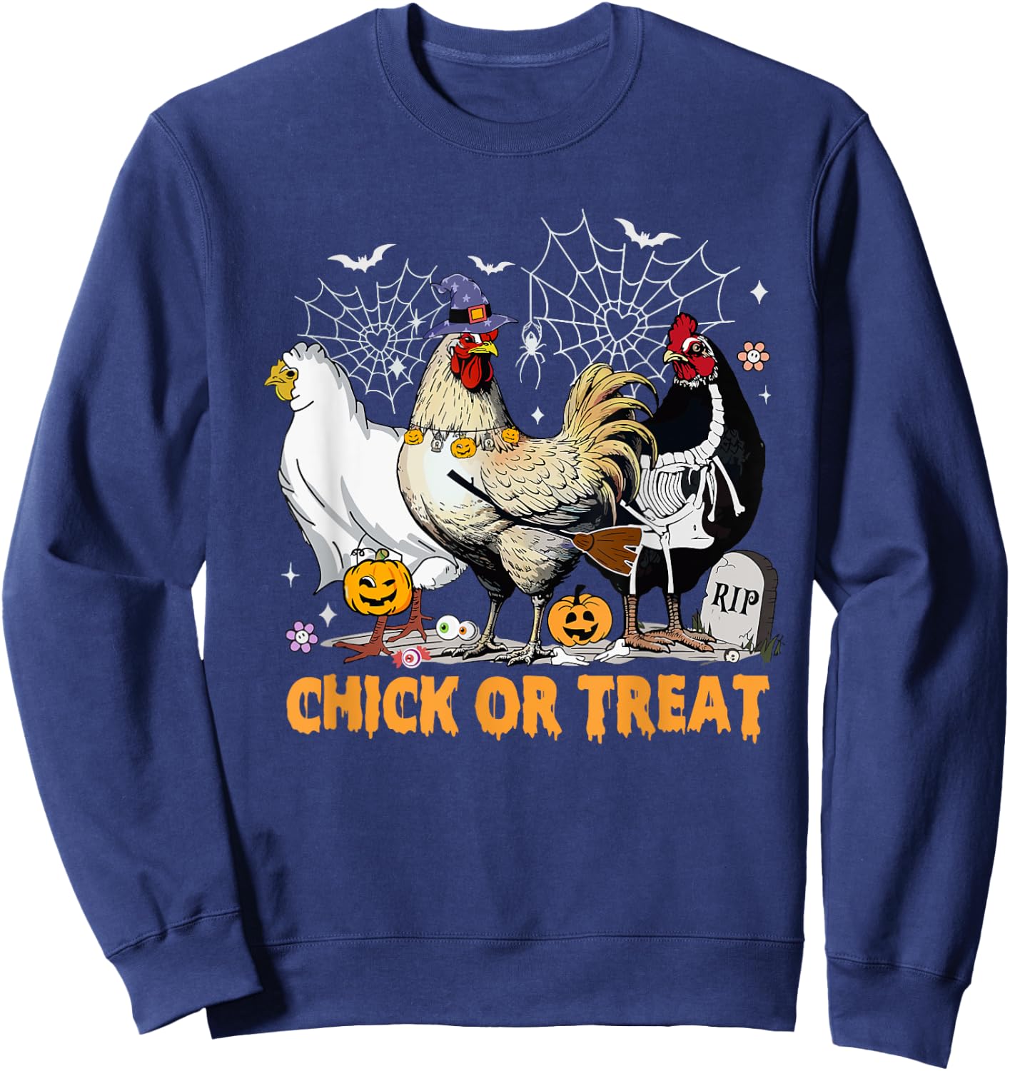 Funny Chicken Halloween Costume Spooky Season Chickens Witch Sweatshirt - Sweatshirt | Navy