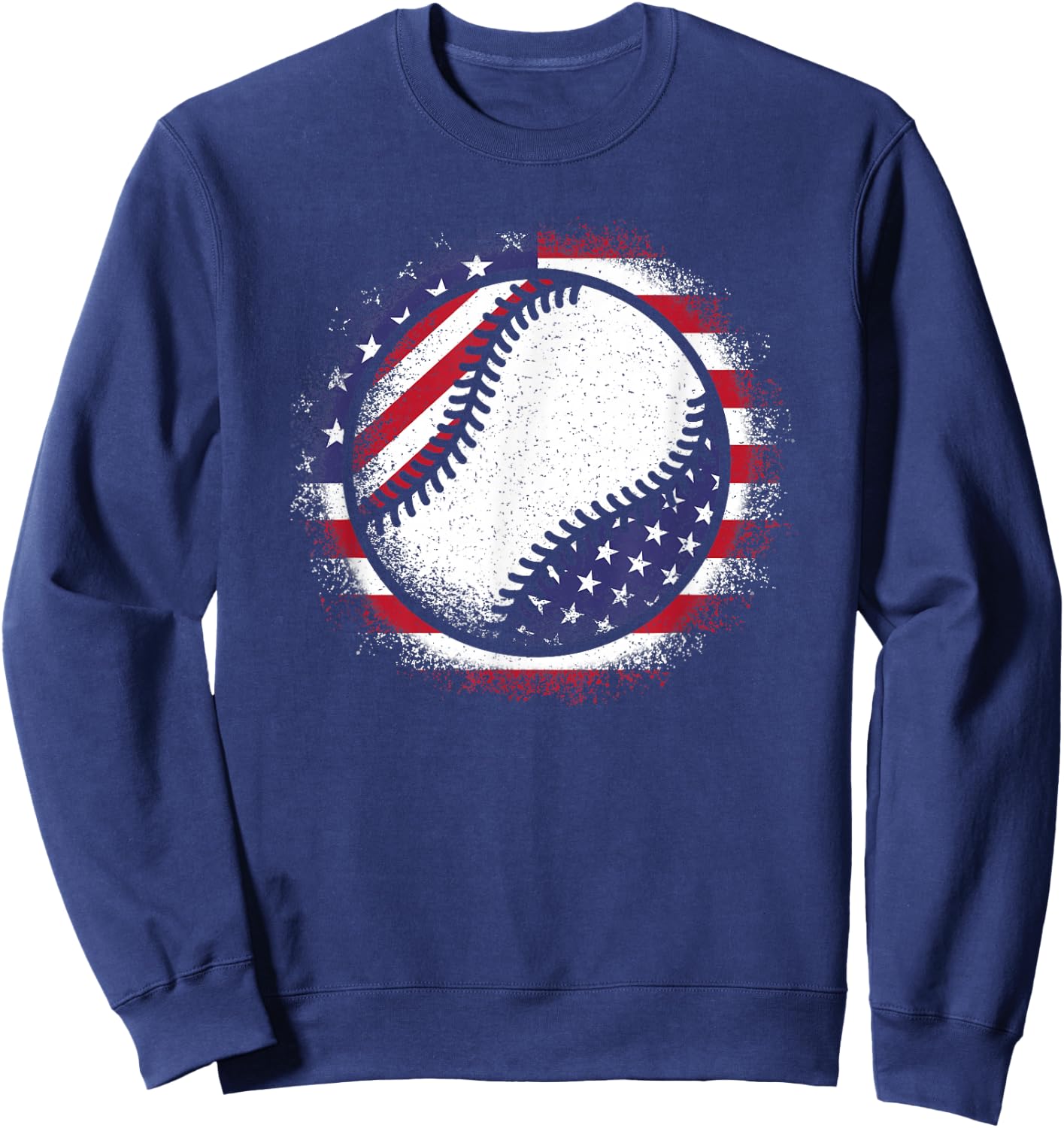Baseball American Flag Vintage Baseball Lover Men Women Kids Sweatshirt - Sweatshirt | Navy