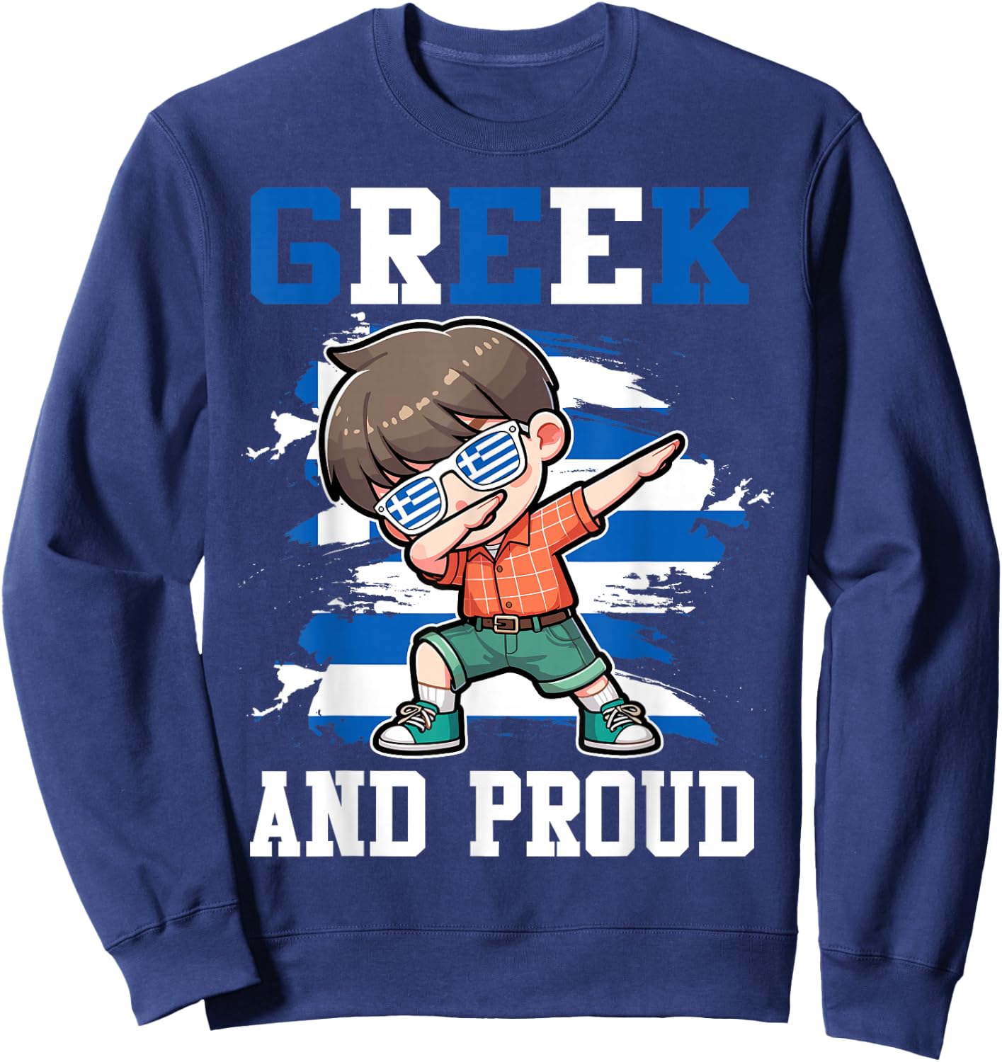 Greek And Proud Greek Boy Greece Flag Sweatshirt - Sweatshirt | Navy