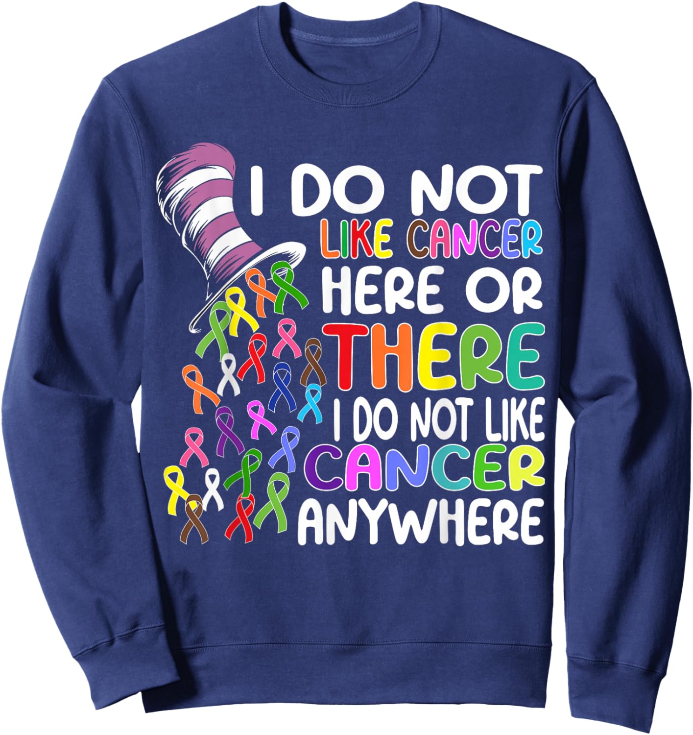 I Do Not Like Cancer Here Or There I Do Not Like Cancer Sweatshirt - Sweatshirt | Navy