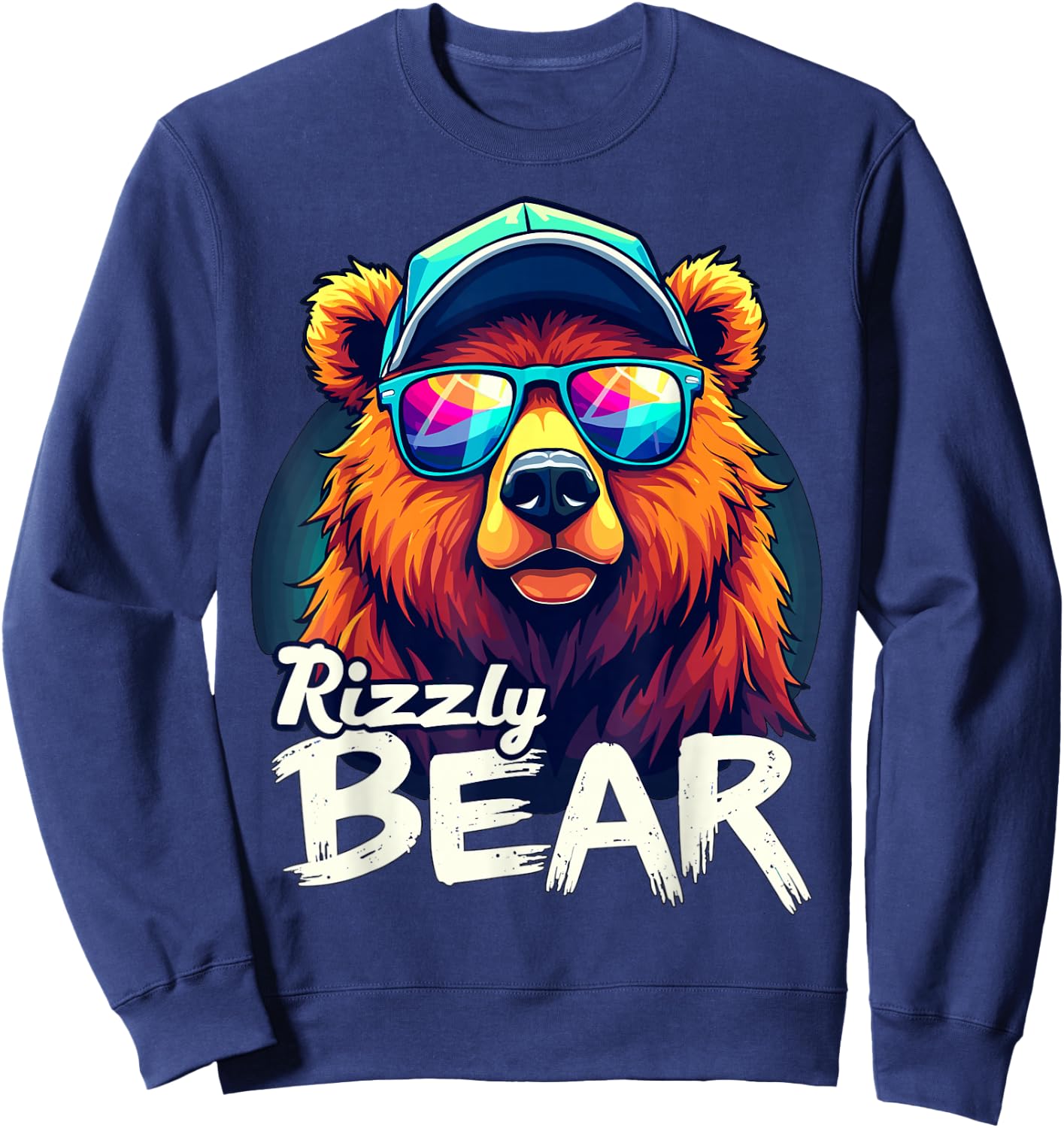 Rizzly Bear Grizzly Bear with Sunglasses Sweatshirt - Sweatshirt | Navy