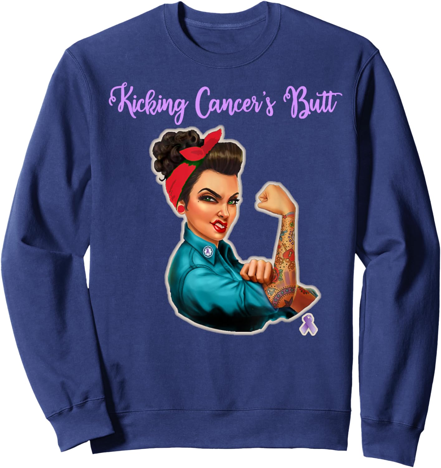 Kicking Cancers Butt Cancer Patients Sweatshirt - Sweatshirt | Navy