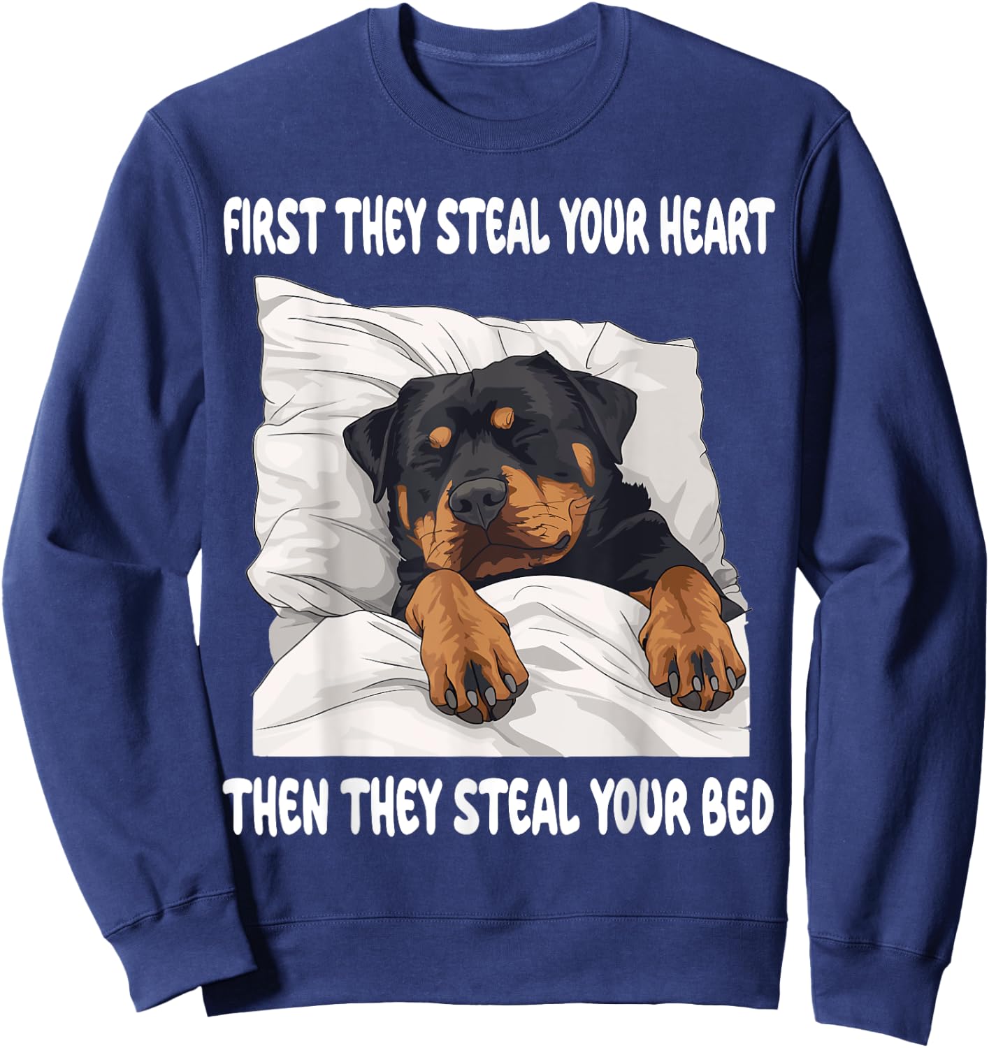 Rottweiler Sleeping Pajamas Nightgown Sweatshirt - Sweatshirt | Navy