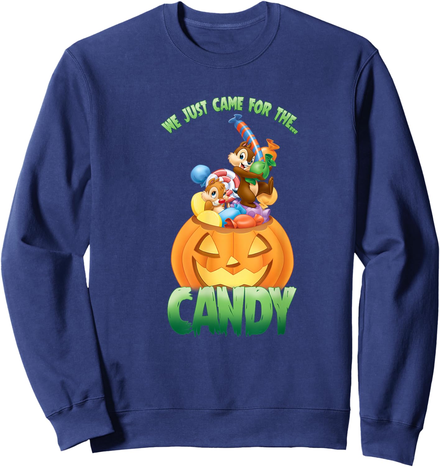 Disney Chip 'n' Dale Rescue Rangers Halloween Pumpkin Candy Sweatshirt - Sweatshirt | Navy