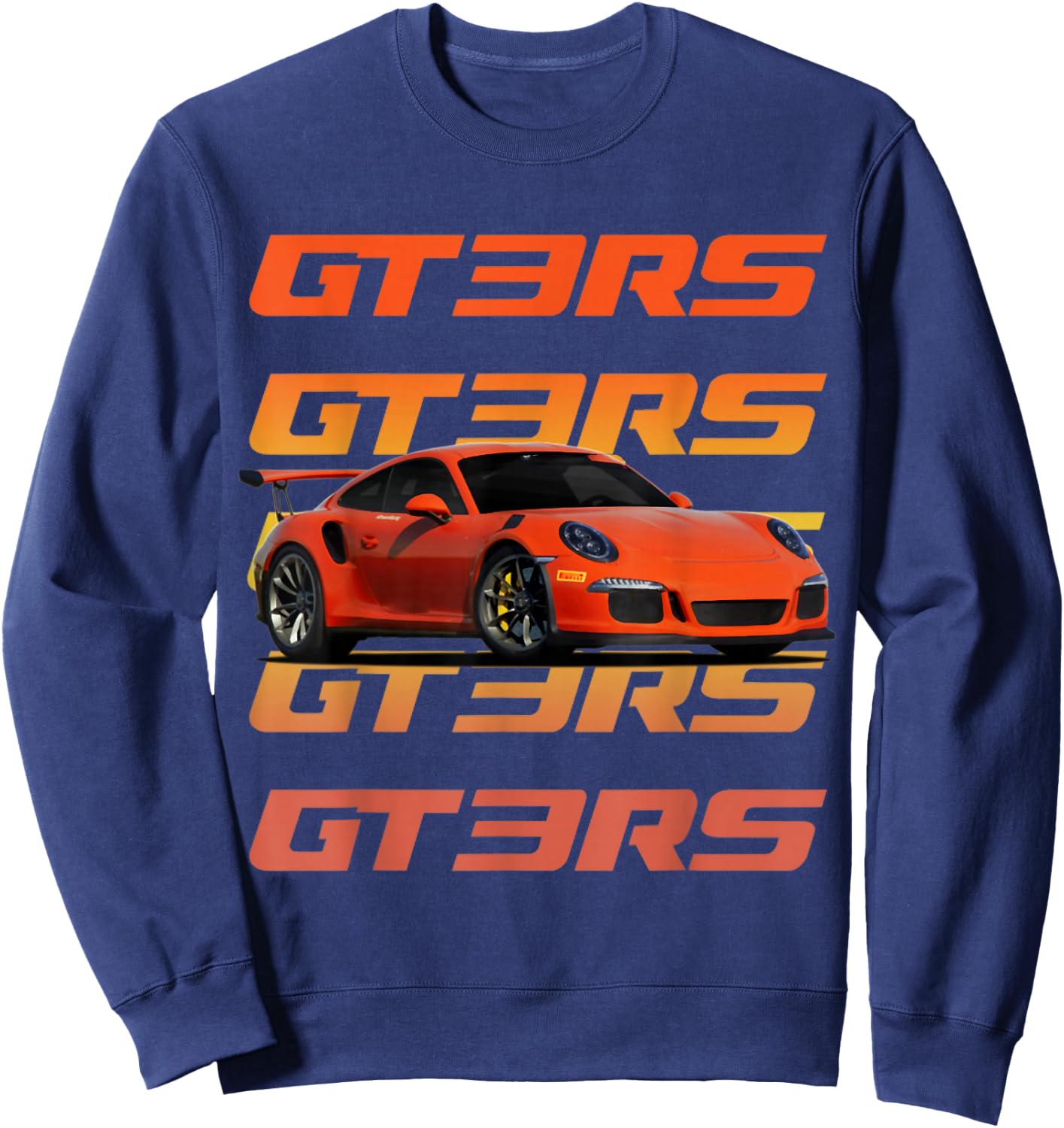 CLICK FOR MORE GT3RS GT3RS , Adult, , Short Sleeve, Black, Small, Retro, Polyester, Machine Wash, , Classic Fit, Distressed Design, Color-Variant Fabric Sweatshirt - Sweatshirt | Navy