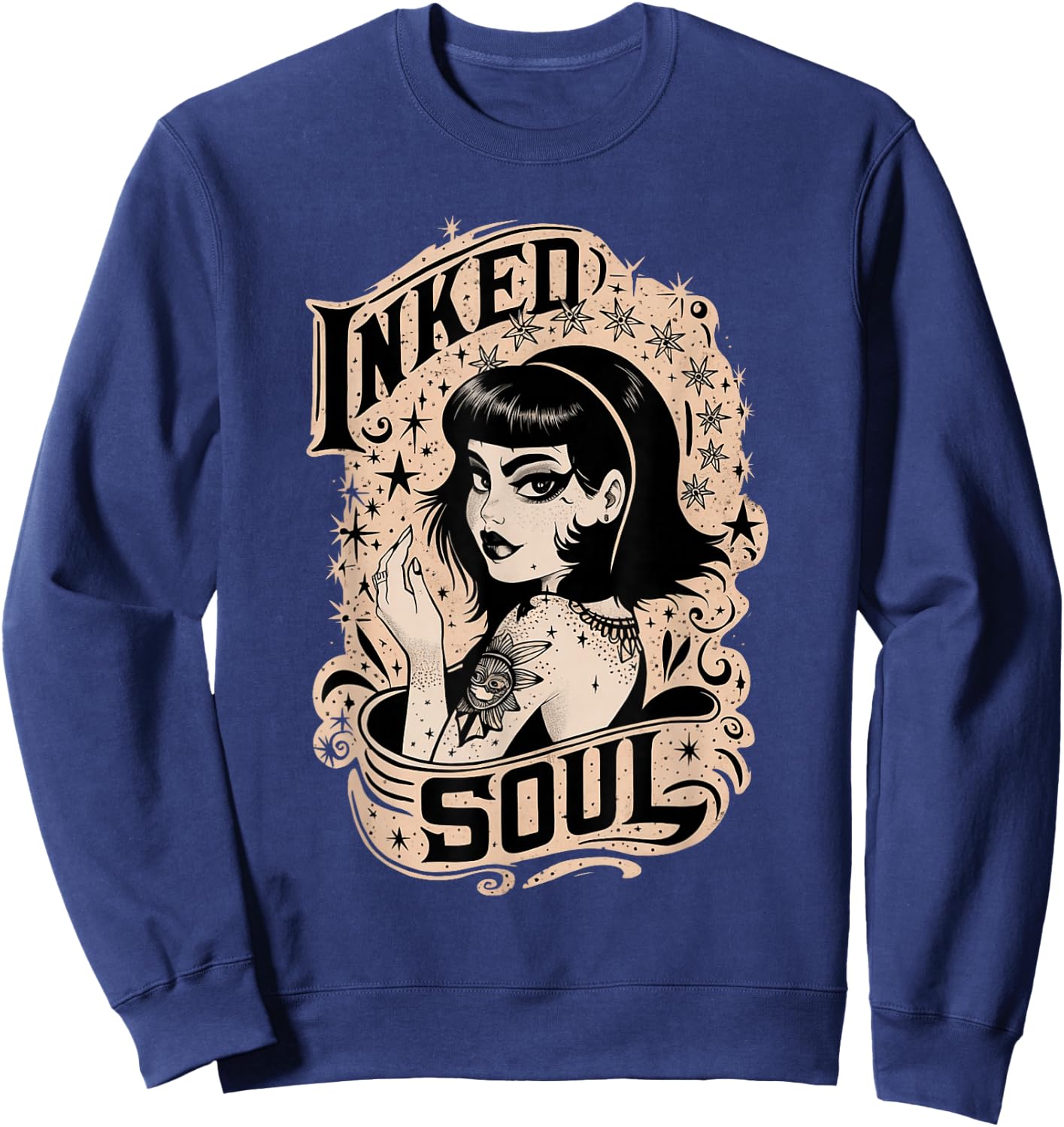 Vintage Tattoo Goth Girl Inked Soul Sweatshirt - Sweatshirt | Navy