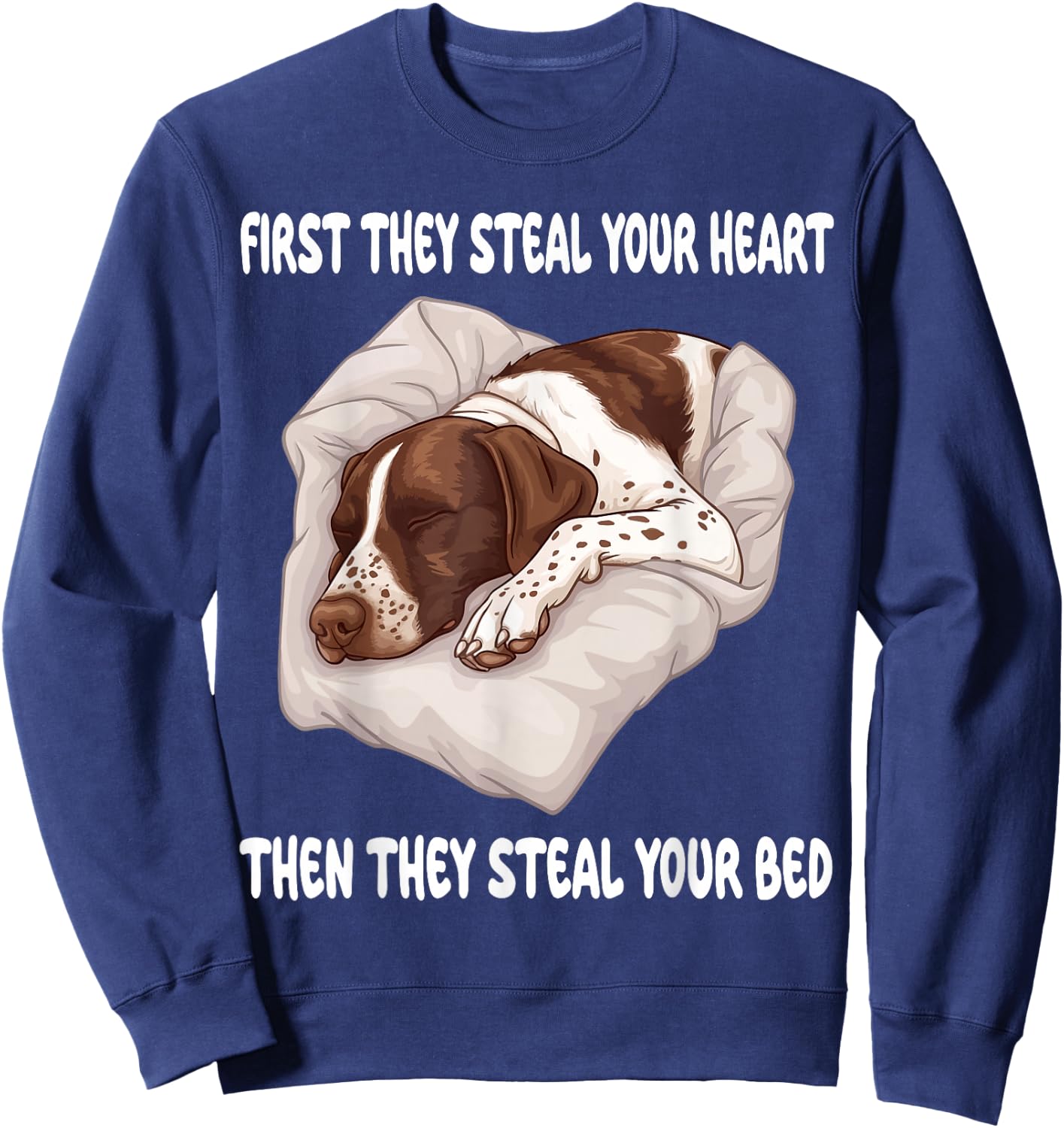 German Shorthaired Pointer Sleeping Pajamas Nightgown Sweatshirt - Sweatshirt | Navy