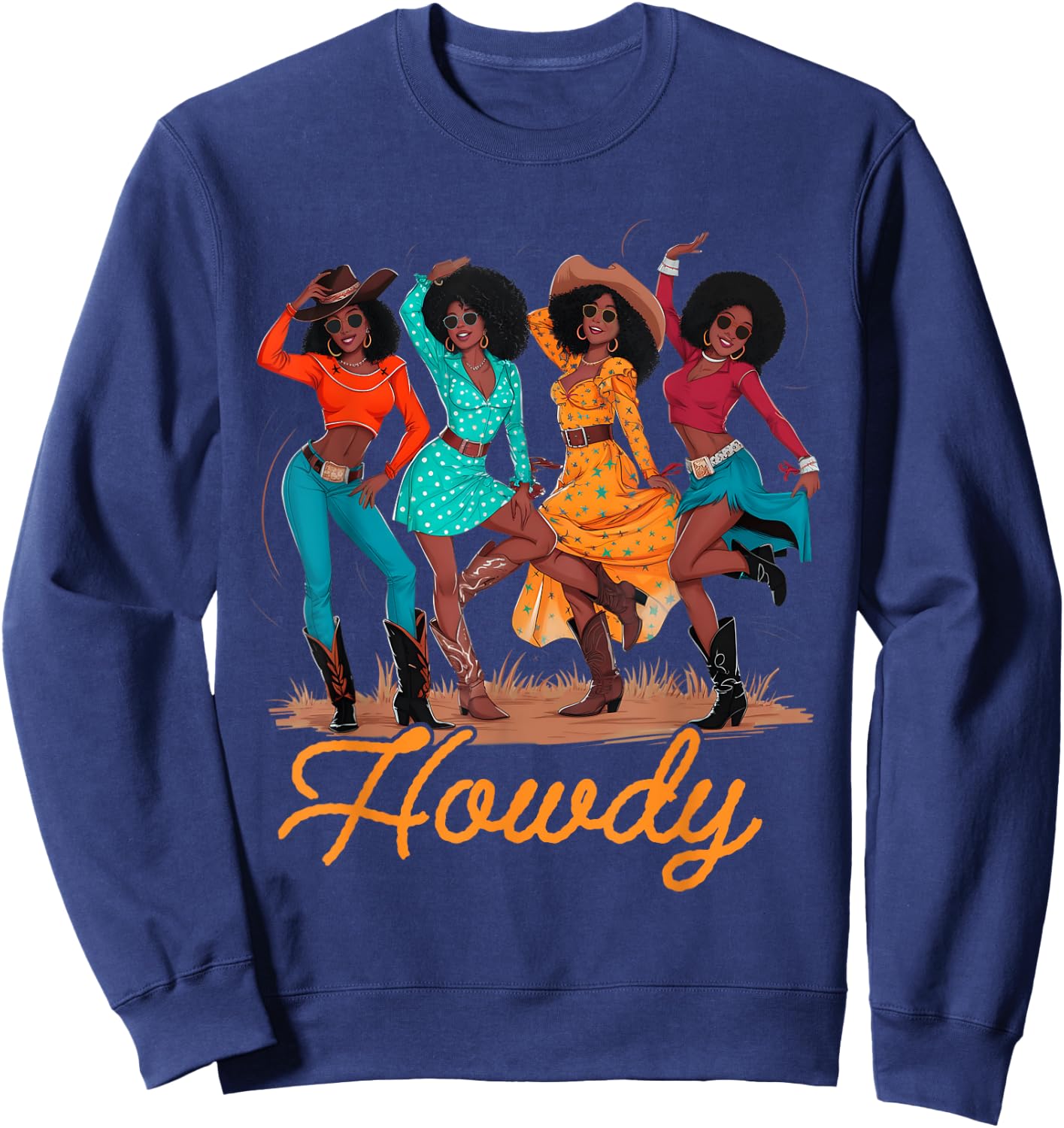 Black Cowgirls Line Dance Western Rodeo Country Music Texas Sweatshirt - Sweatshirt | Navy
