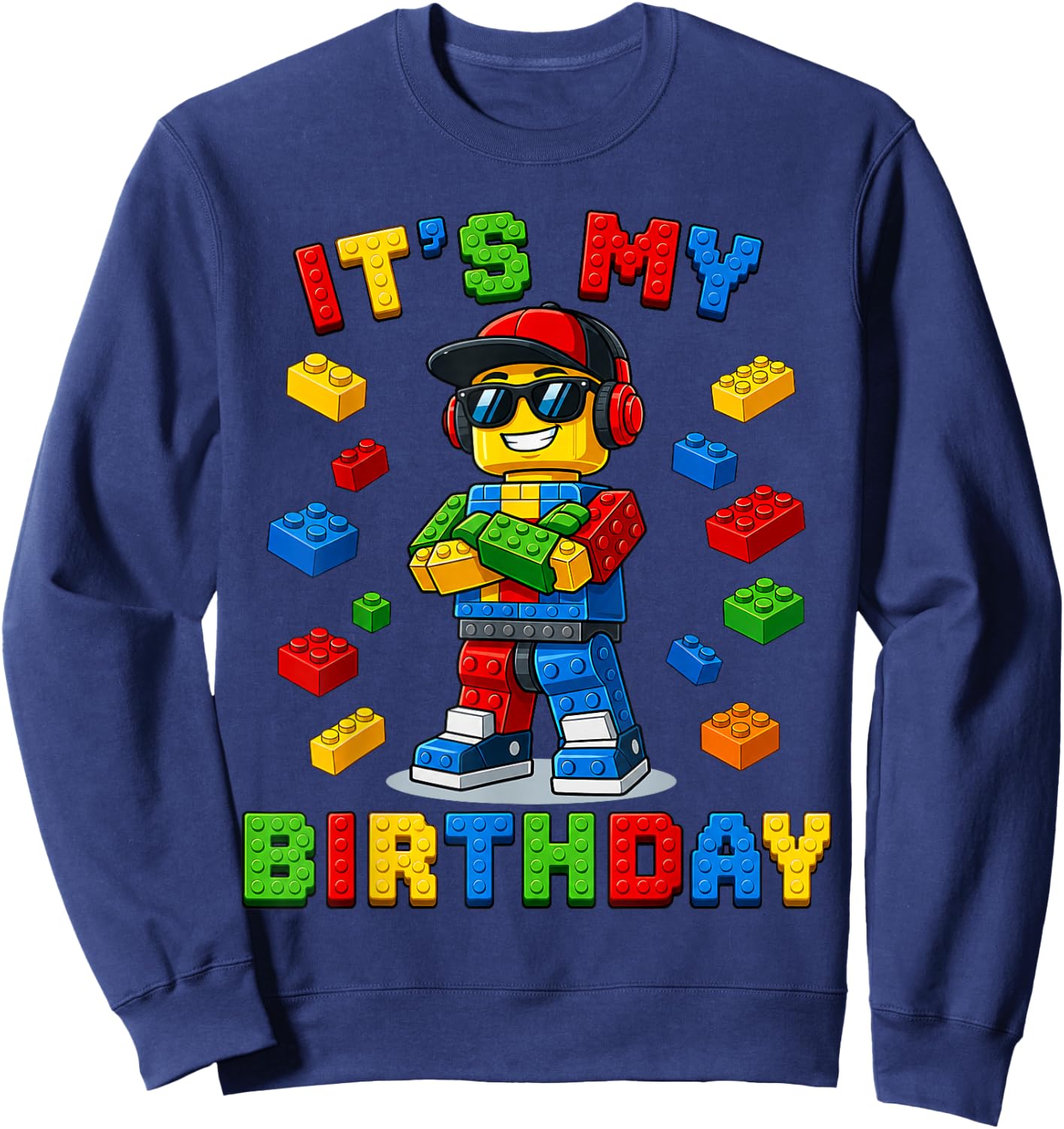 Cute It's My Birthday Building Kids Birthday Boy Party Sweatshirt - Sweatshirt | Navy