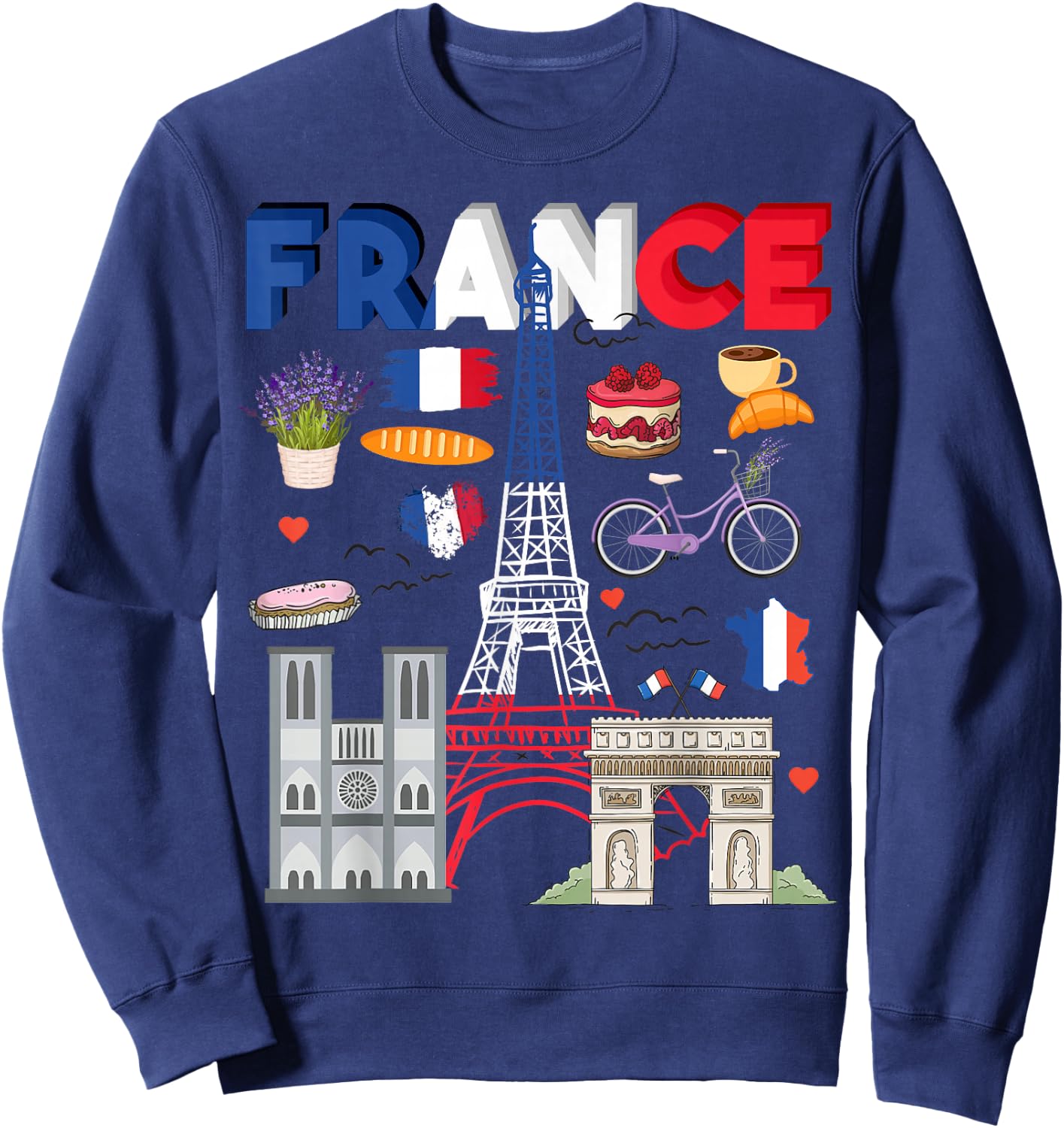 France Flag Outfit Idea For Kids French Flag & Lavender Sweatshirt - Sweatshirt | Navy