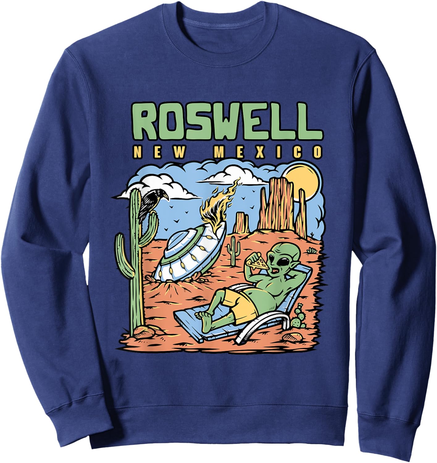 Funny Alien Vacation In Roswell New Mexico Desert Sweatshirt - Sweatshirt | Navy