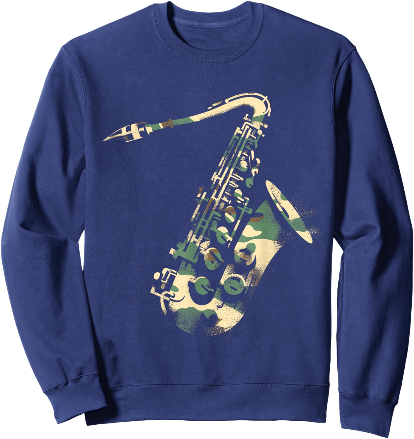 Saxophone Camouflage - Vintage Saxophone Instrument Jazz Sweatshirt - Sweatshirt | Navy