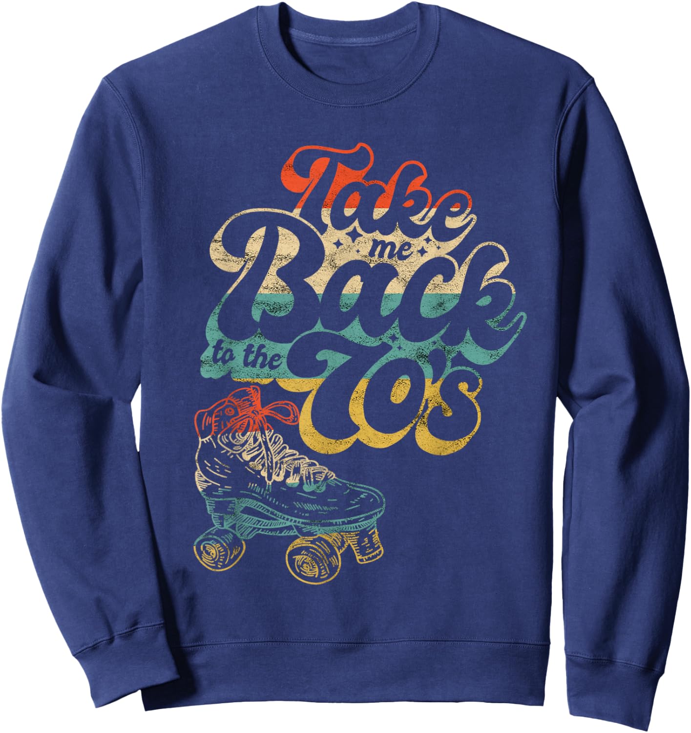 Roller Skating Retro 80s Roller Skate Driving Inline Skater Sweatshirt - Sweatshirt | Navy