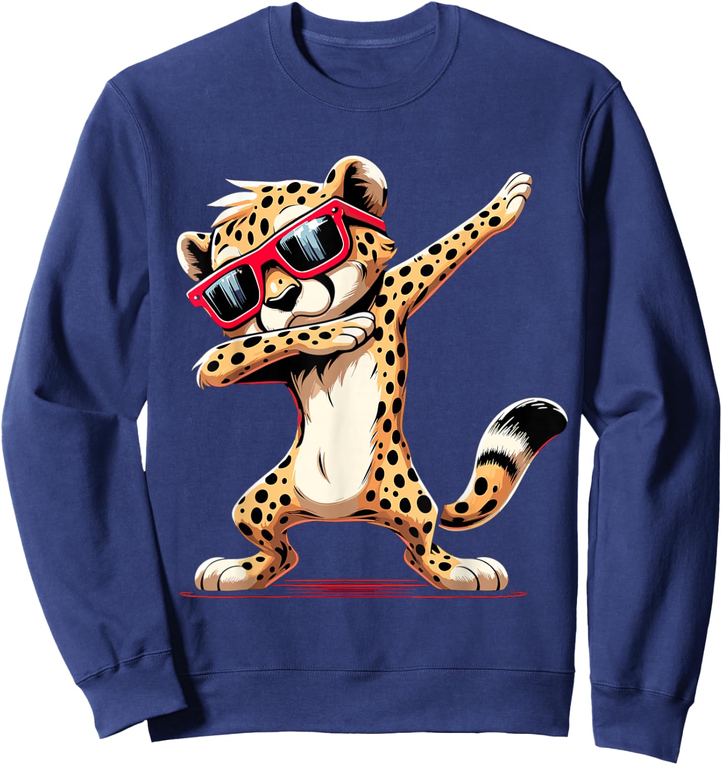 Dabbing Cheetah Sunglasses Cheetah Animal Sweatshirt - Sweatshirt | Navy