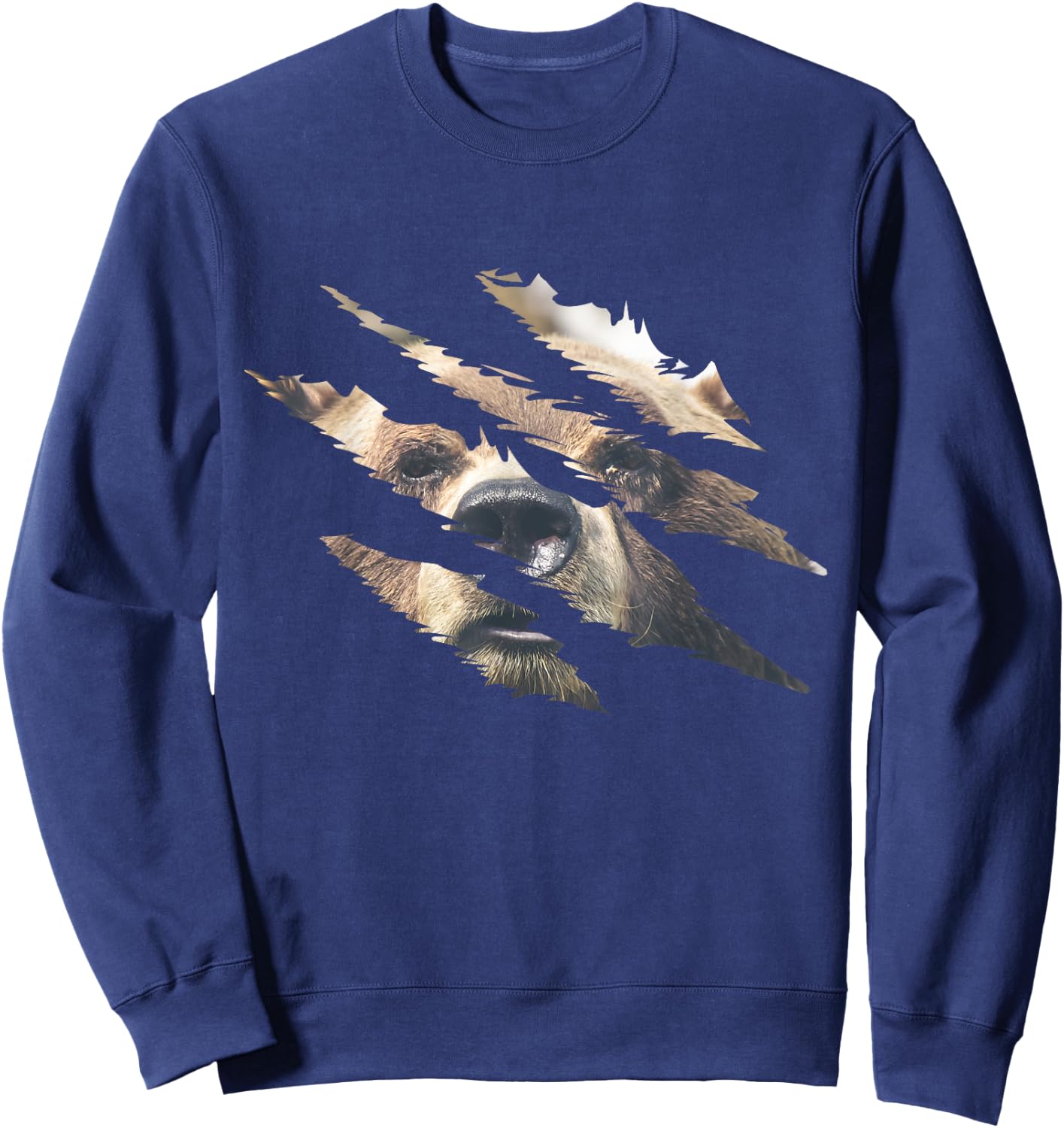 Grizzly Bear Head Claw Effect Bear Slash Claw Bear Lover Sweatshirt - Sweatshirt | Navy