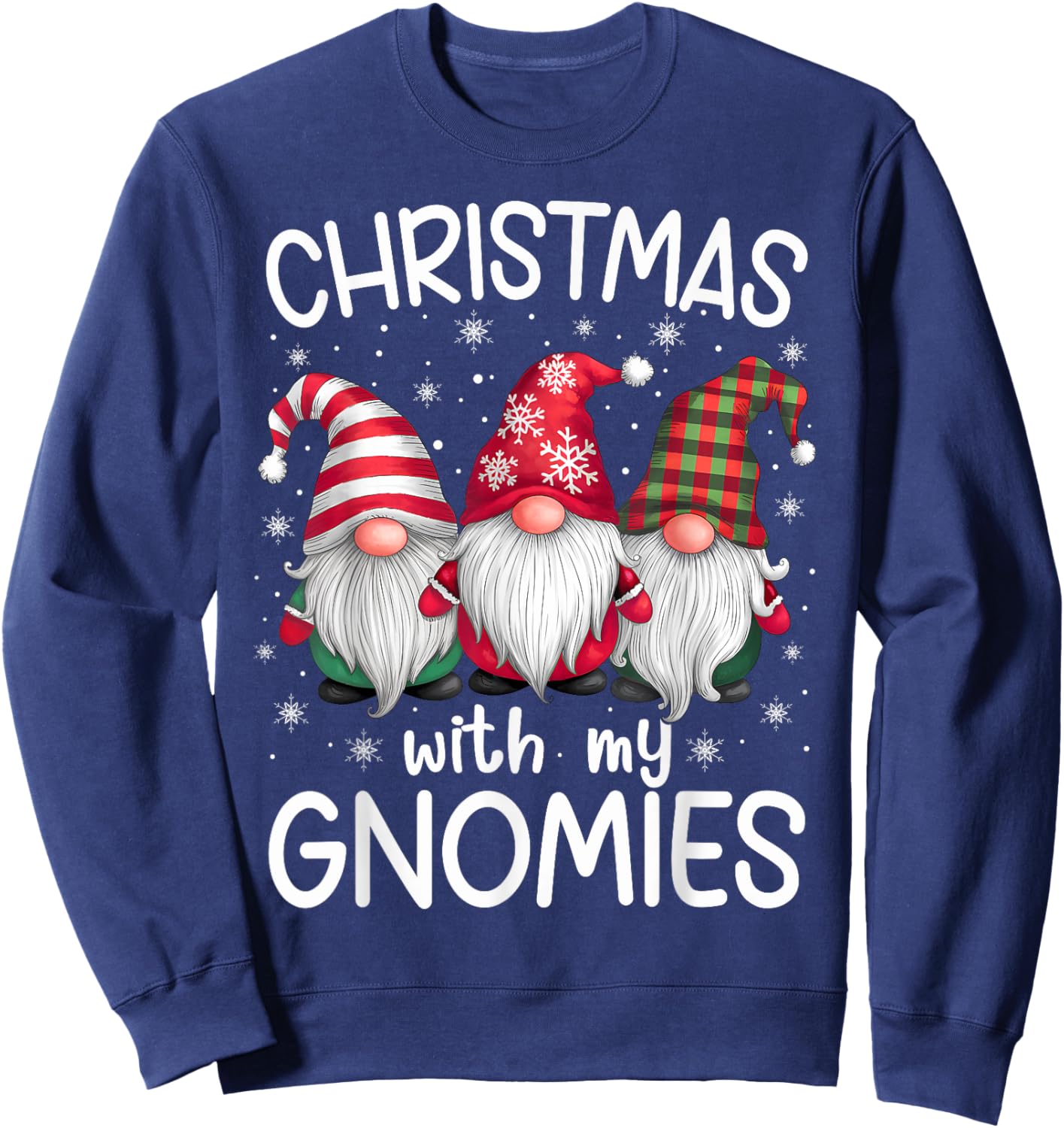 Gnome Family Christmas Men Women Kids Apparel -Adult Christmas Cartoon Gnome Winter Holiday Black Plaid, Stripe Small Sweatshirt - Sweatshirt | Navy