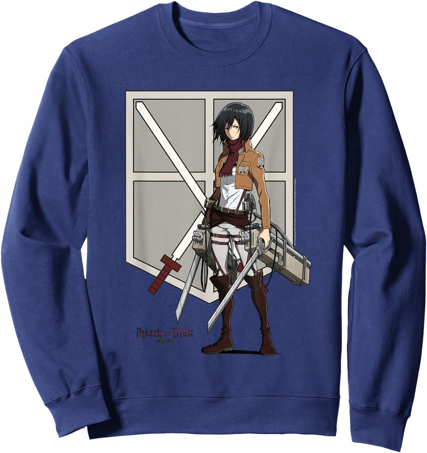 Attack on Titan Eren with Shield AOT Anime Sweatshirt - Sweatshirt | Navy