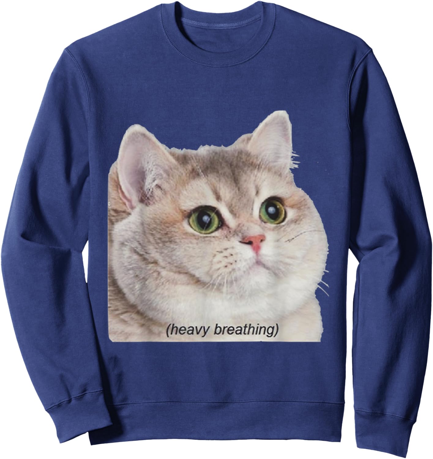 Heavy Breathing Cat Shirt Women Sweatshirt - Sweatshirt | Navy