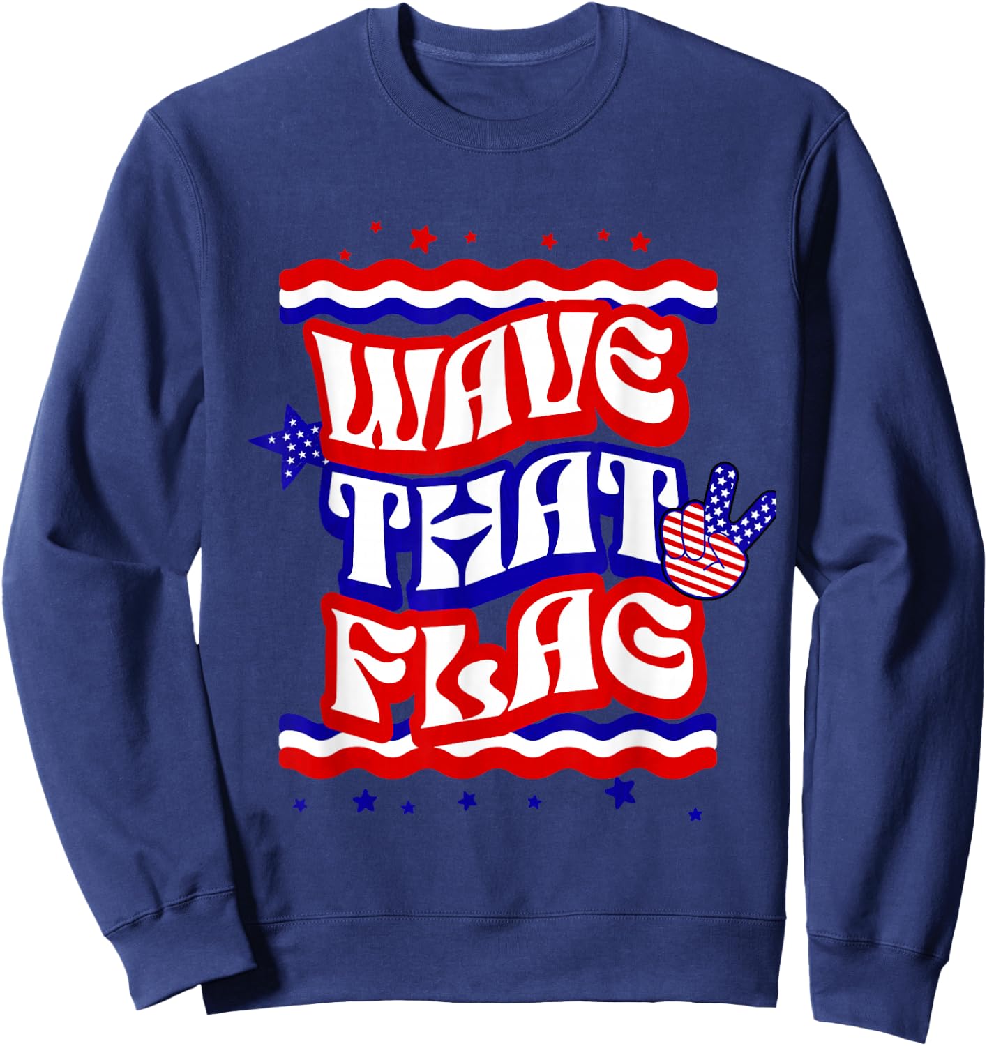 Hippie 4th of July Wave that Flag USA Independence Day Kids Men Sweatshirt - Sweatshirt | Navy