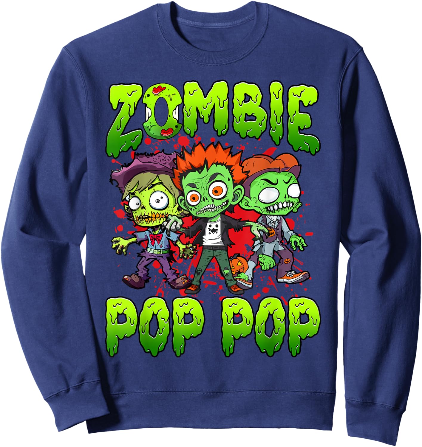 Zombie Pop Pop Halloween Costume Family Matching Sweatshirt - Sweatshirt | Navy