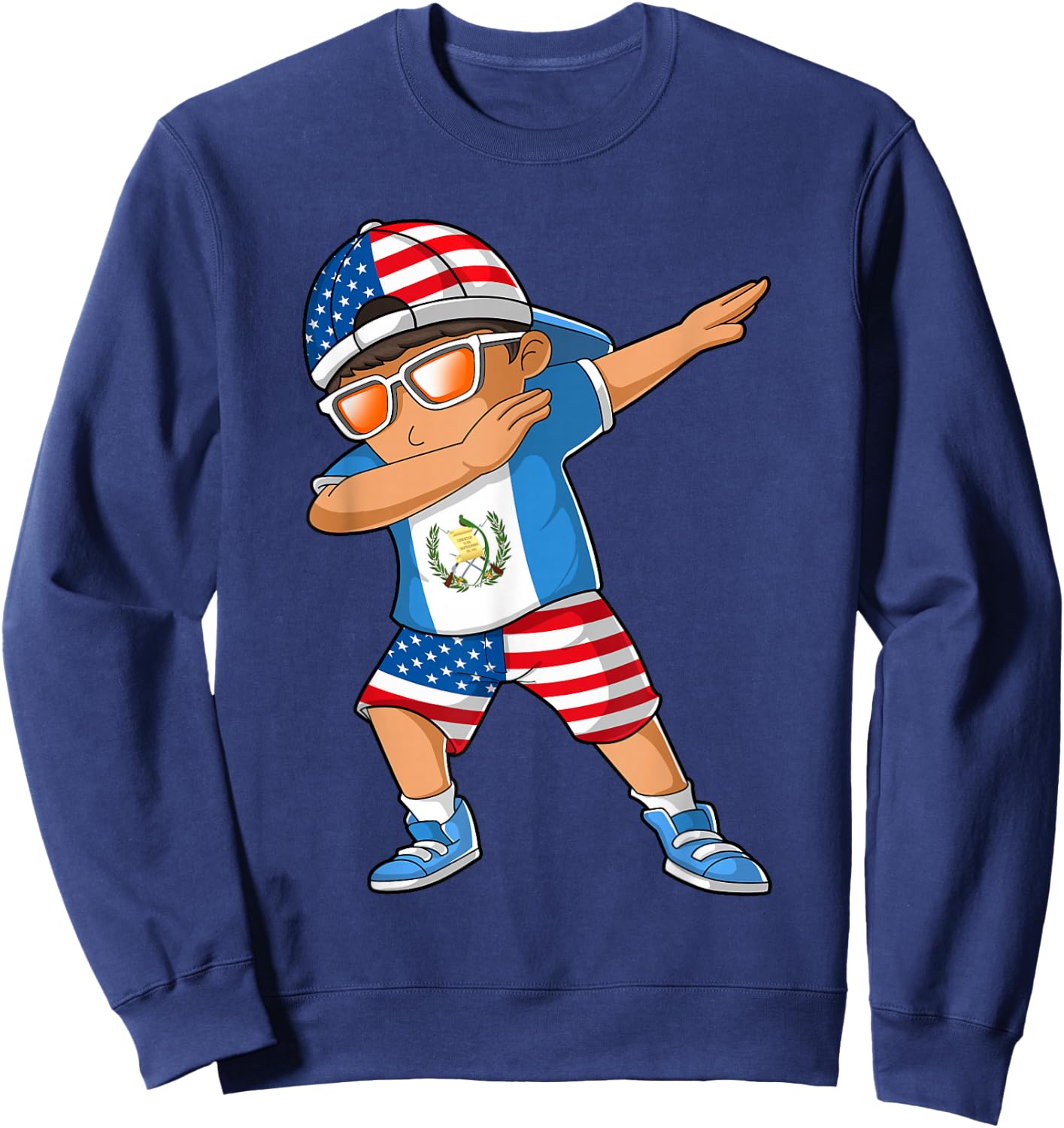 Half American Half Guatemalan Boy Kid Guatemala Flag Sweatshirt - Sweatshirt | Navy