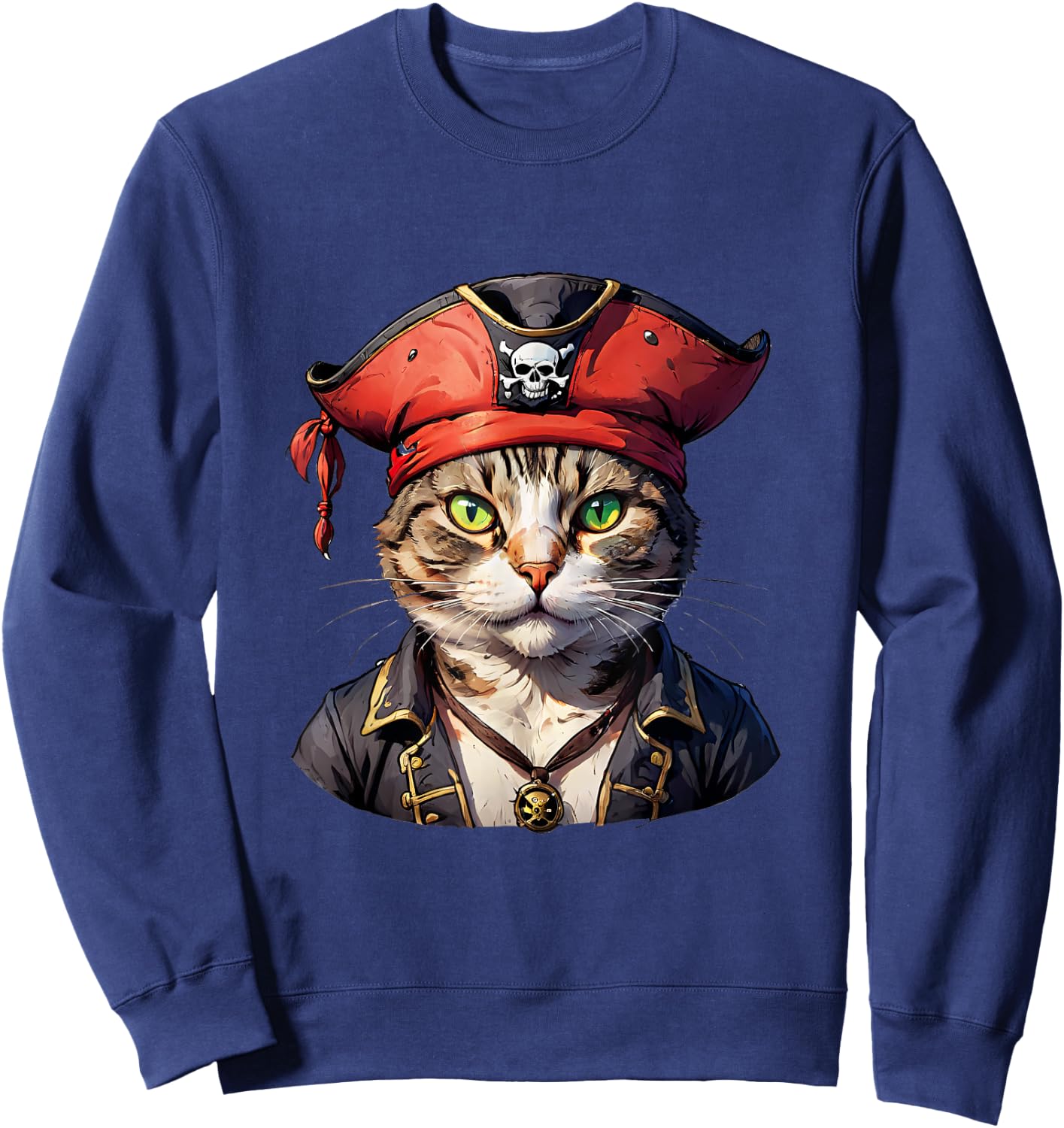 Pirate and Cat: The Feline Buccaneer Sweatshirt - Sweatshirt | Navy