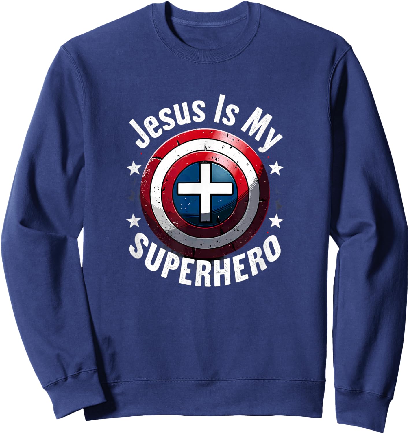 Jesus is My Superhero Christian Sweatshirt - Sweatshirt | Navy