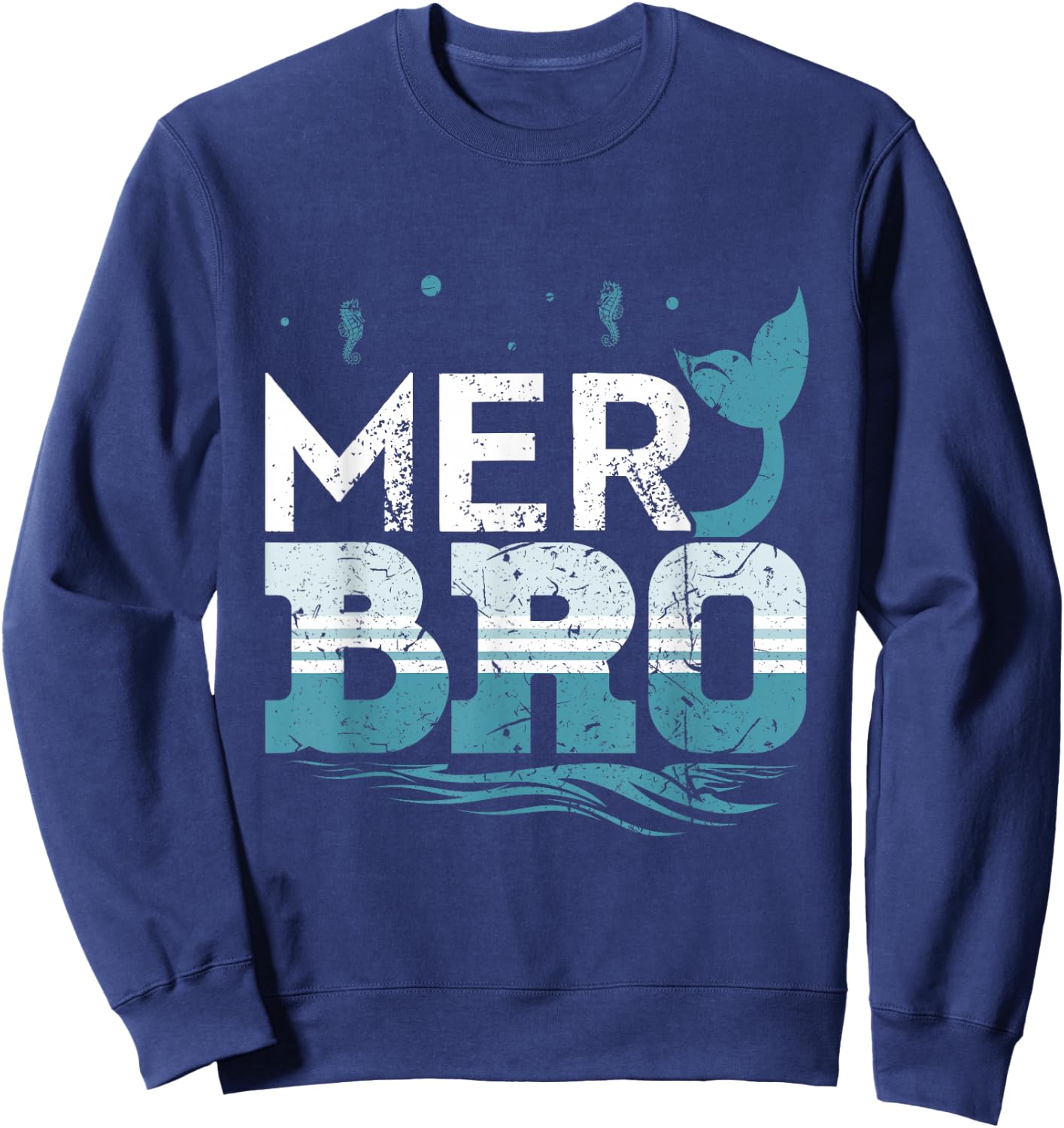 Merbro Brother of a Mermaid Boy and Toddlers Kids Merman Sweatshirt - Sweatshirt | Navy