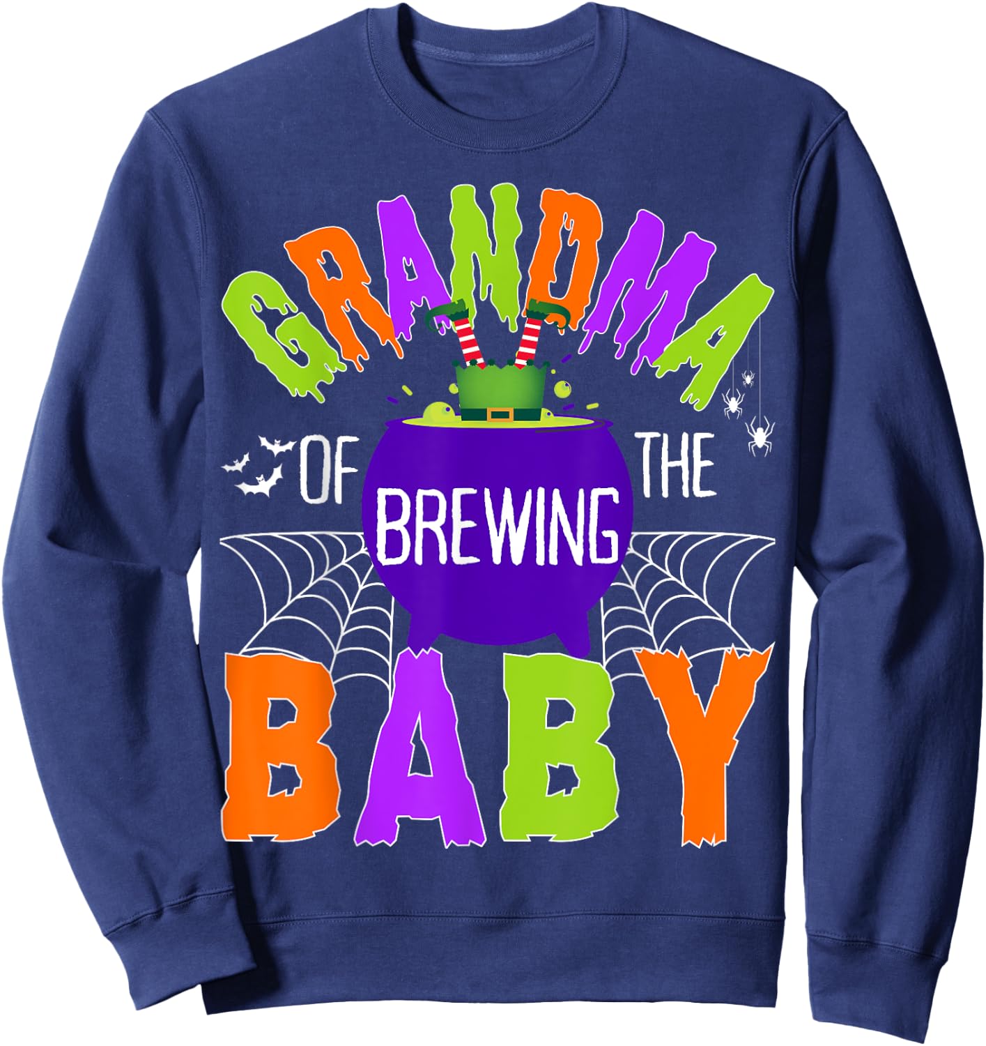 Grandma of Brewing Baby Halloween Theme Baby Shower Spooky Sweatshirt - Sweatshirt | Navy