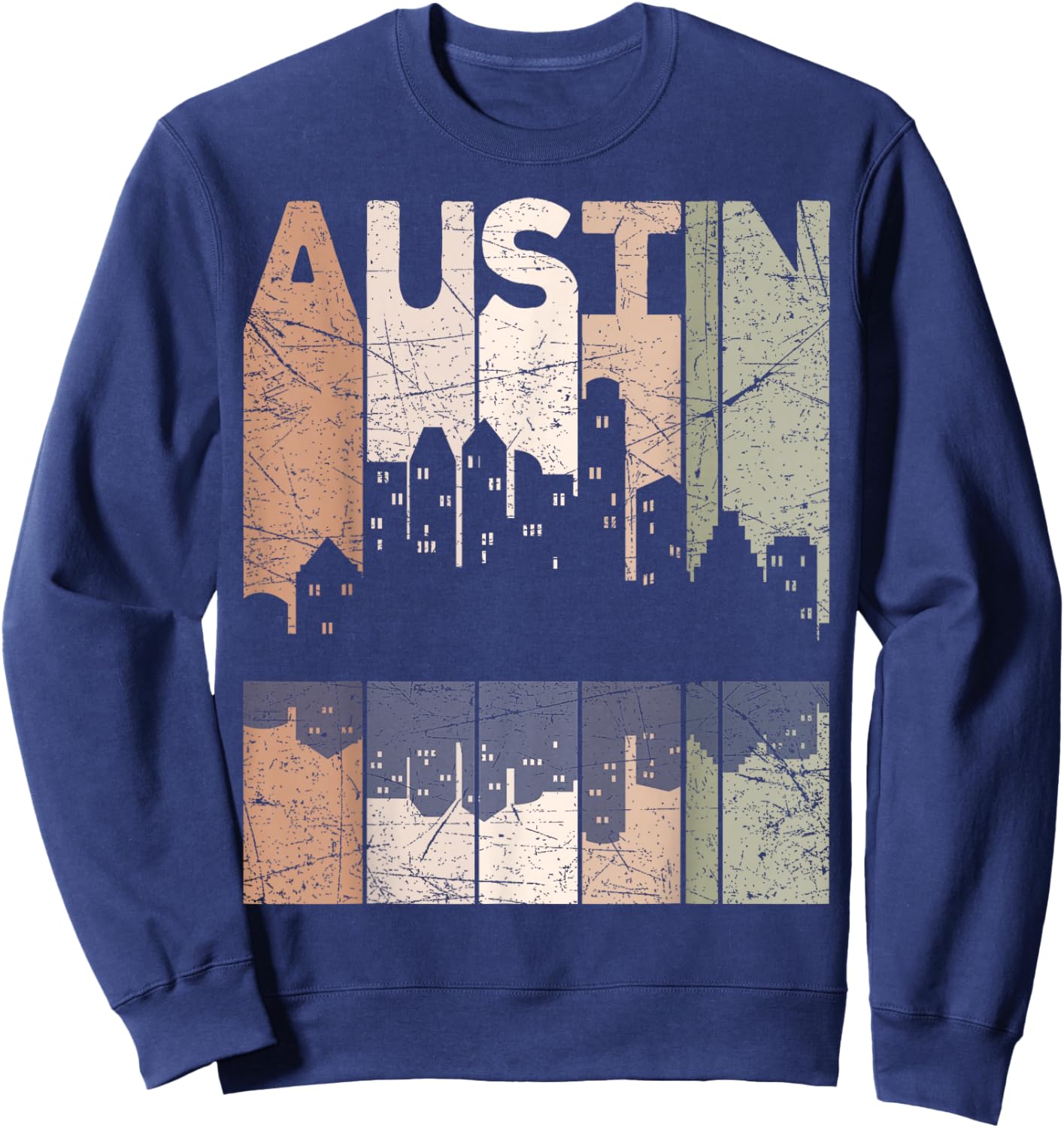 Austin Vintage Austin Texas Retro Austin Skyline Sweatshirt - Sweatshirt | Navy