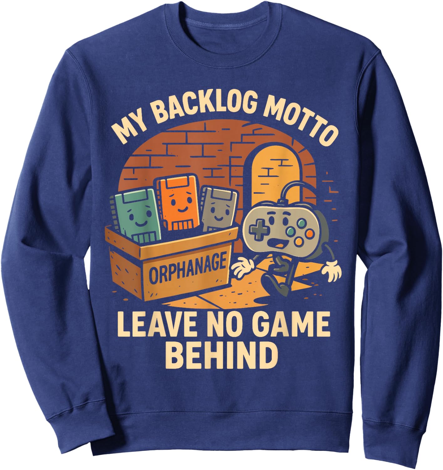 Funny Gamer Backlog Humor Video Game Pun Retro Gaming Nerd Sweatshirt - Sweatshirt | Navy