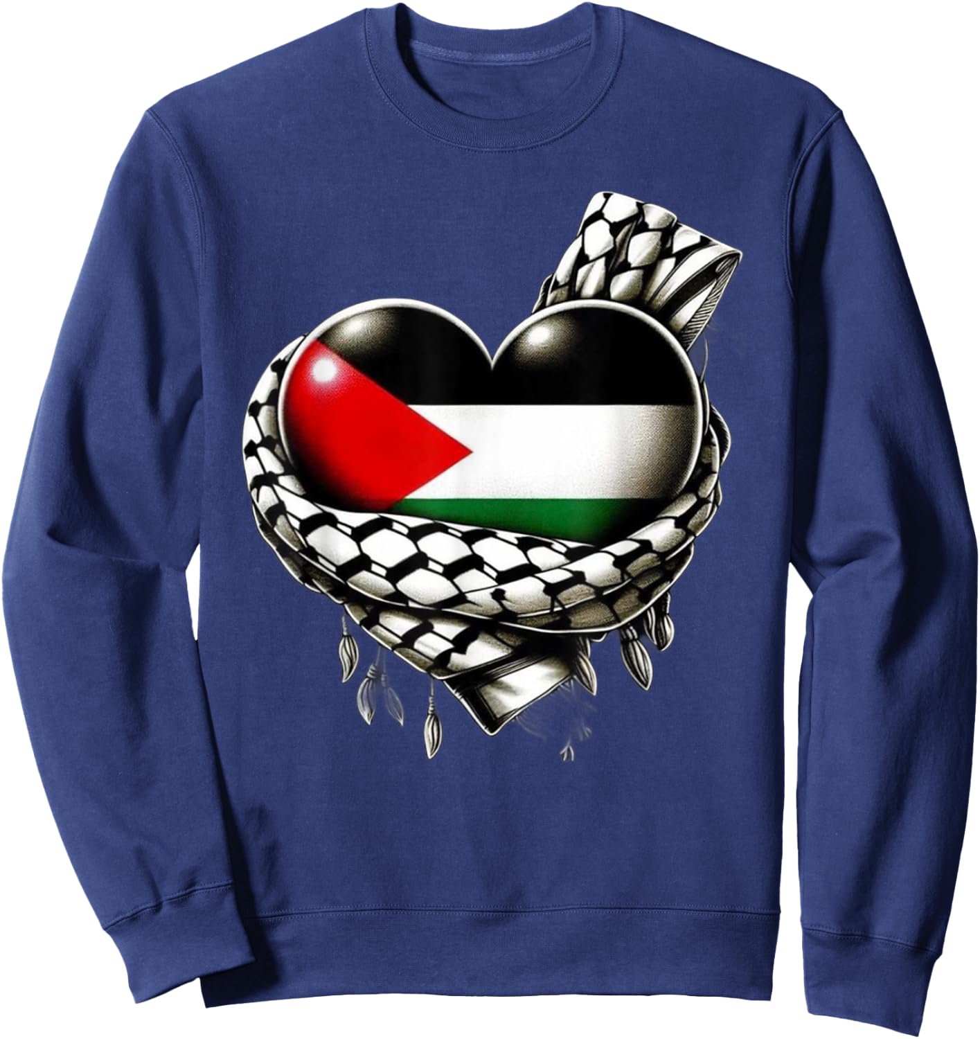 Palestine Heart Flag Palestinian Keffiyeh Palestine Sweatshirt - Sweatshirt | Navy