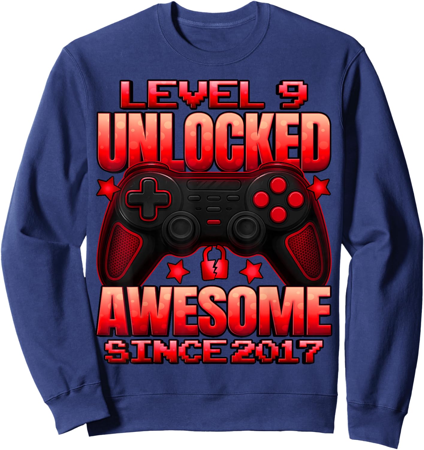 Level 9 Unlocked 9 Year Old Gifts for Boys 9th Birthday Boy Sweatshirt - Sweatshirt | Navy