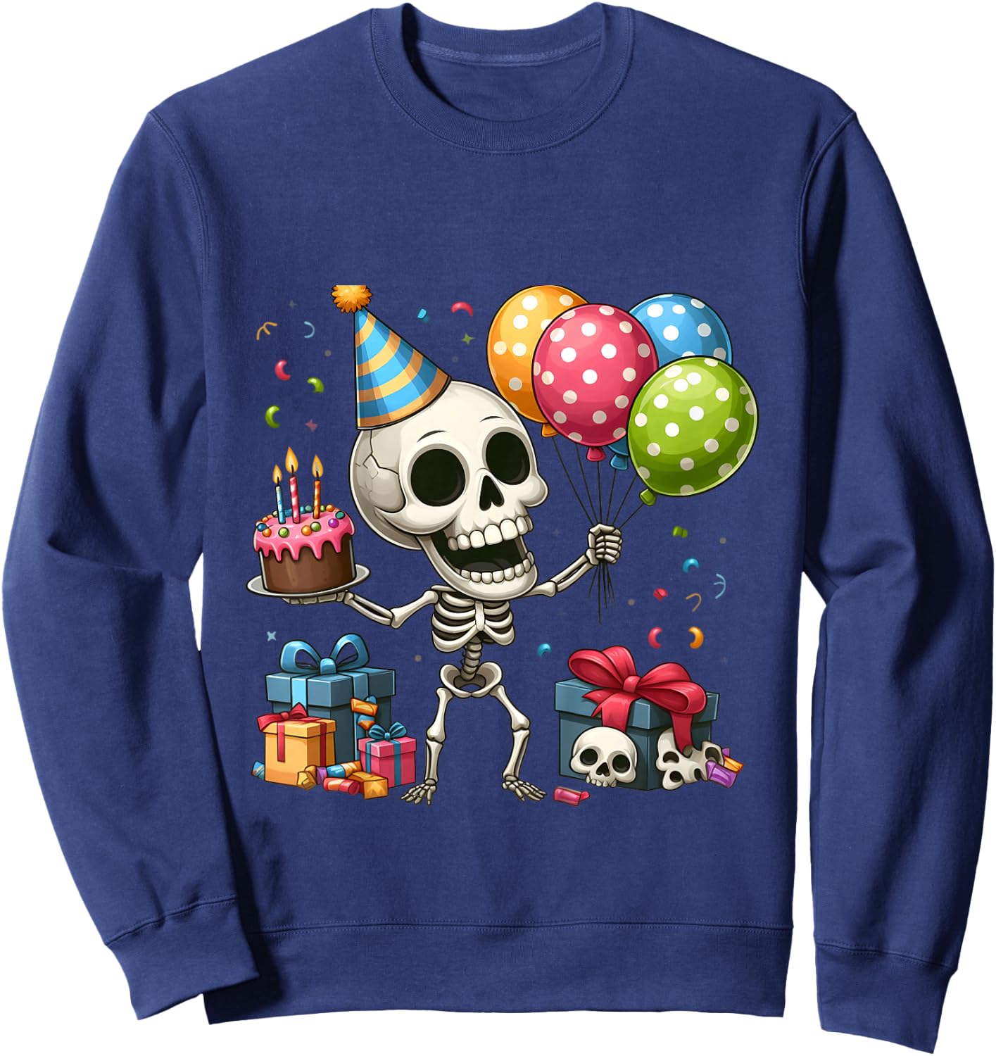 Kids Its My Birthday Party Halloween Skeleton Birthday Toddler Sweatshirt - Sweatshirt | Navy