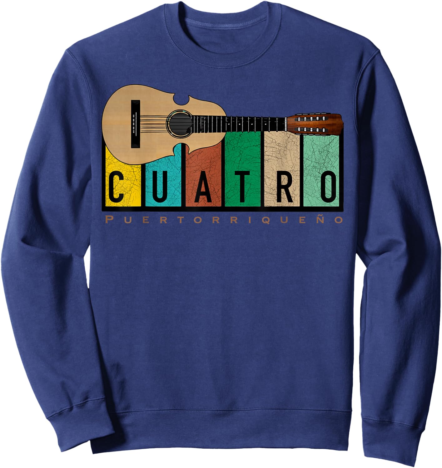 Puerto Rican Cuatro Boricua Guitar Sweatshirt - Sweatshirt | Navy