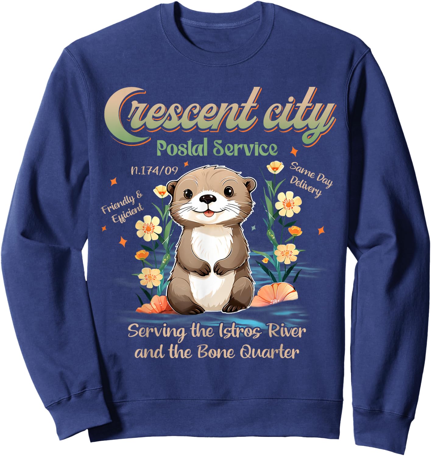 Crescent City Messenger Otter Crescent City Gift Sweatshirt - Sweatshirt | Navy