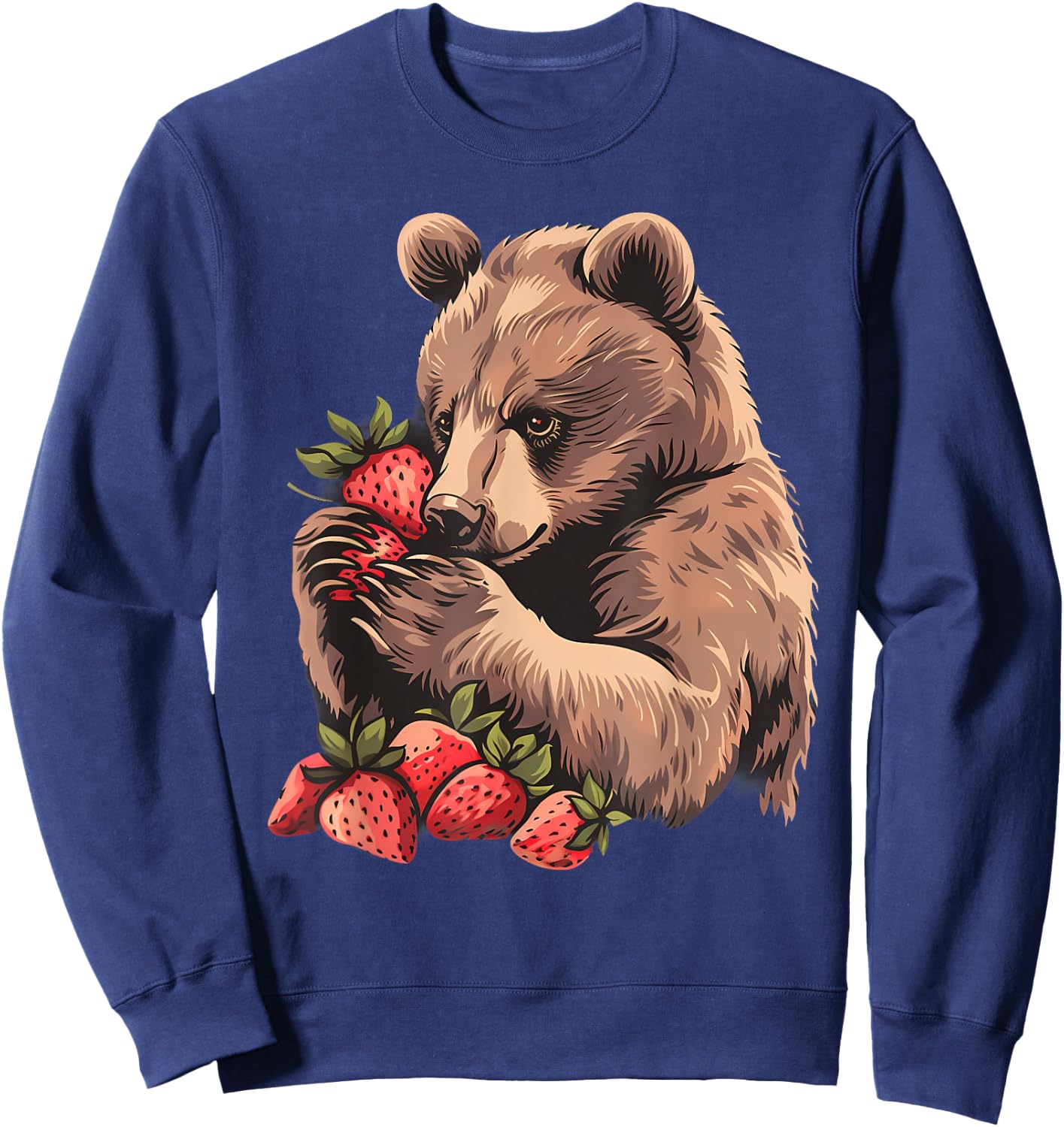 Strawberry Bear Strawberries Artwork Drawing Wildlife Motif Sweatshirt - Sweatshirt | Navy