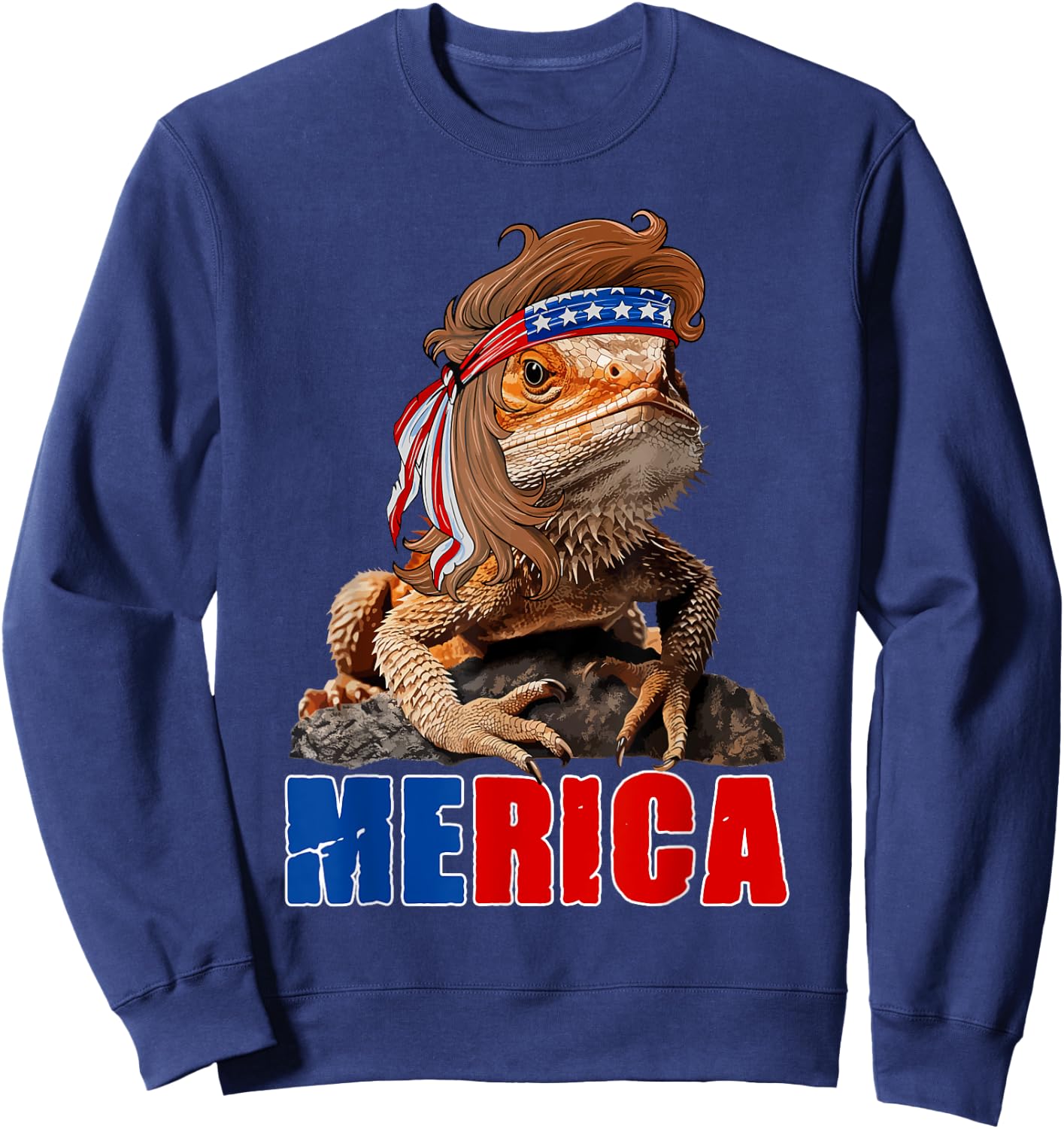 Merica Bearded Dragon USA Flag Independence Day 4th Of July Kids Men Sweatshirt - Sweatshirt | Navy