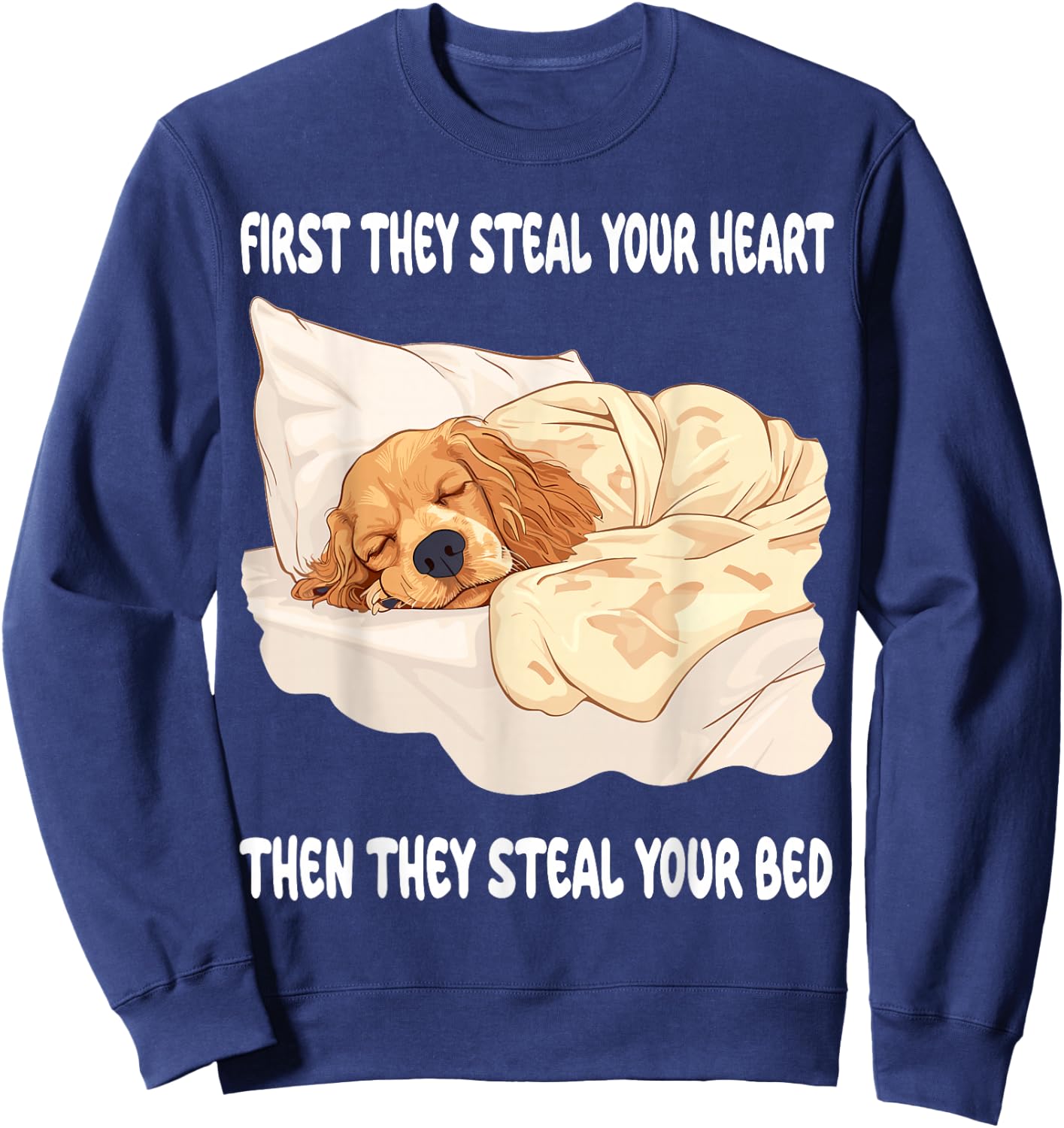 Cocker Spaniel Sleeping Pajamas Nightgown Sweatshirt - Sweatshirt | Navy