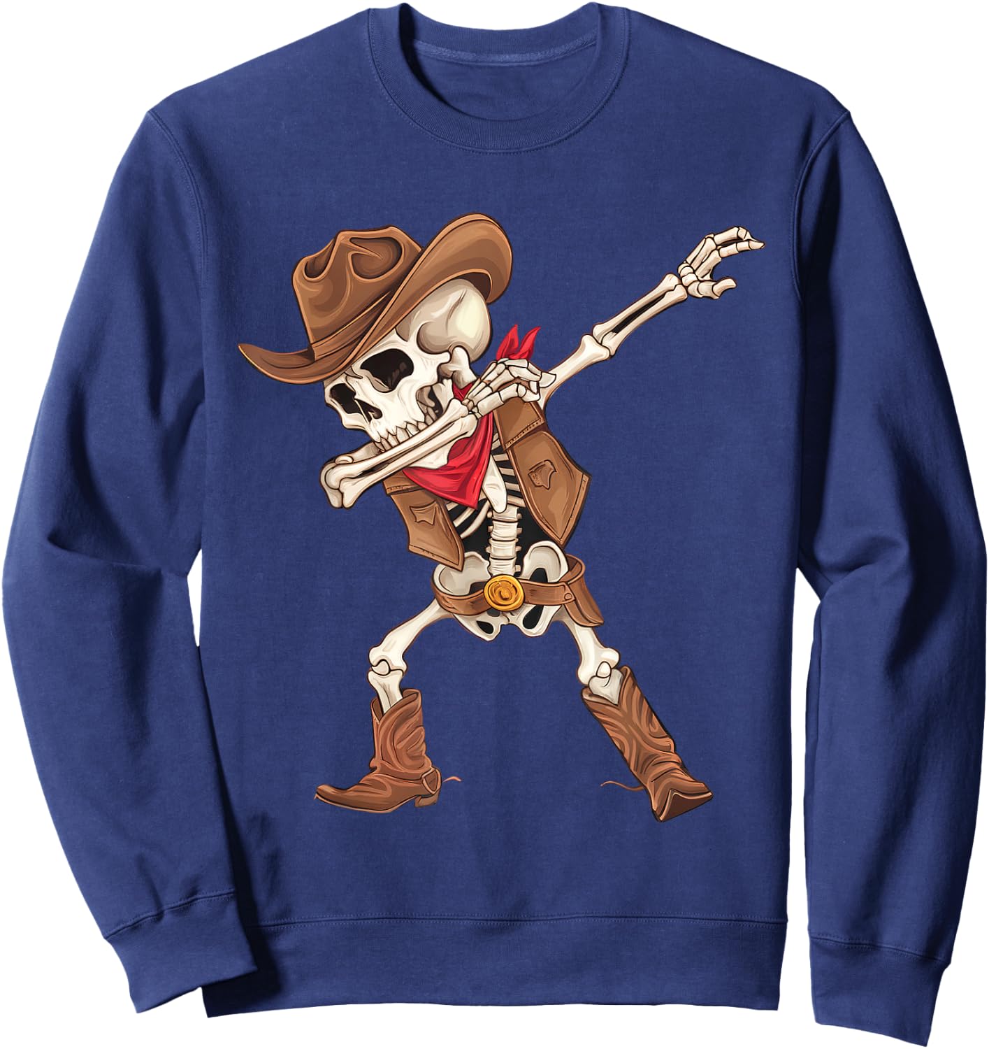 Dabbing Skeleton Cowboy Halloween Costume Boys Kids Sweatshirt - Sweatshirt | Navy