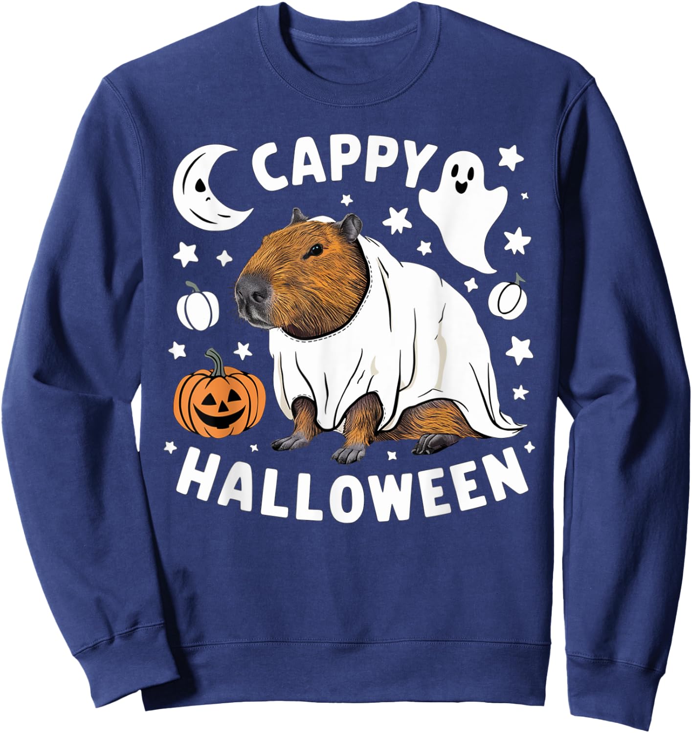 Cappy Halloween - Cute Capybara Ghost Costume Sweatshirt - Sweatshirt | Navy
