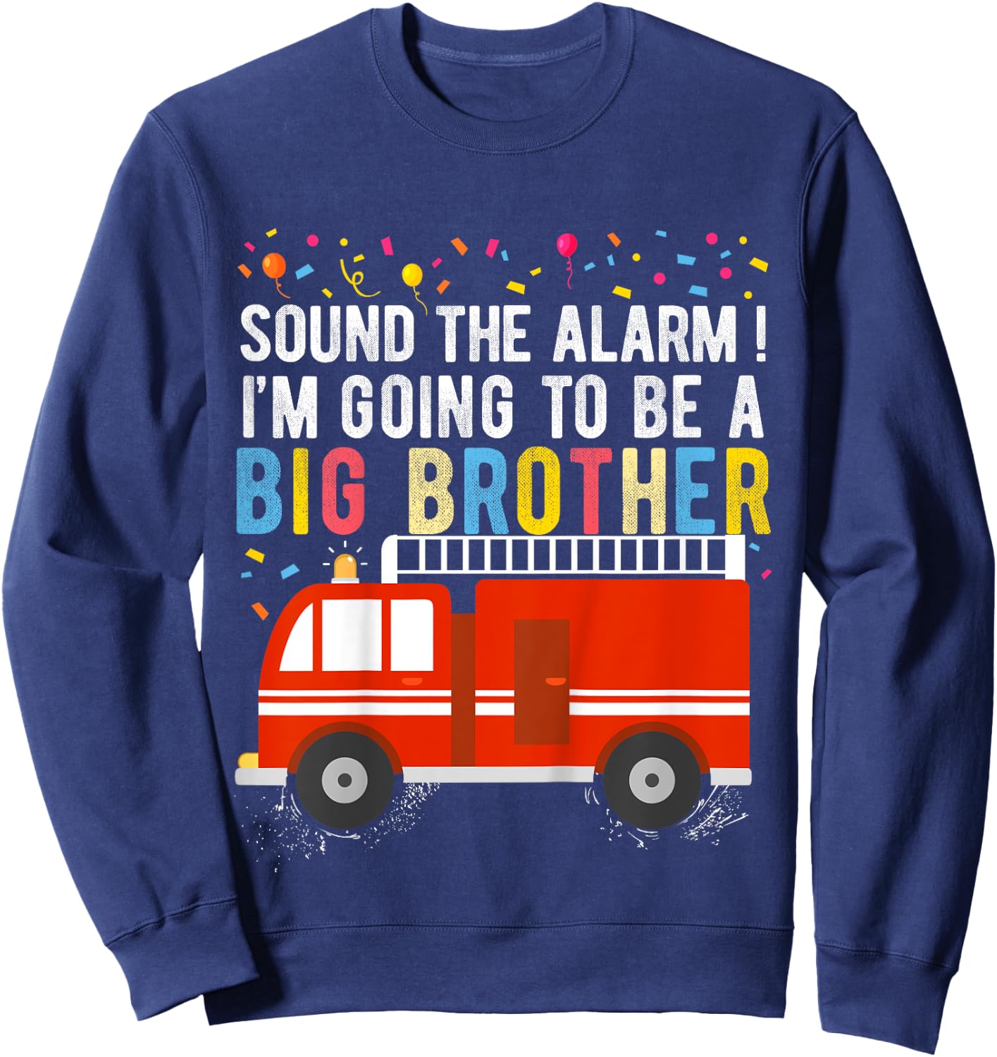 Kids Big Brother Fire Truck Sweatshirt - Sweatshirt | Navy