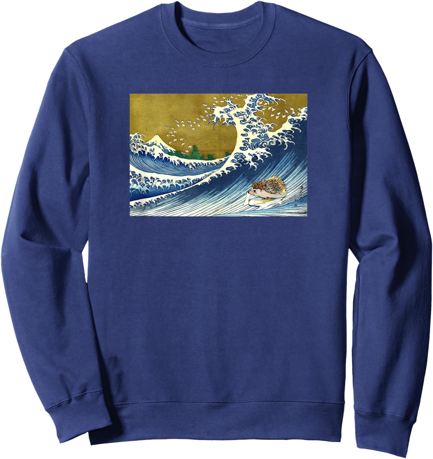 Japanese Surfing Hedgehog Art Shirt Sweatshirt - Sweatshirt | Navy