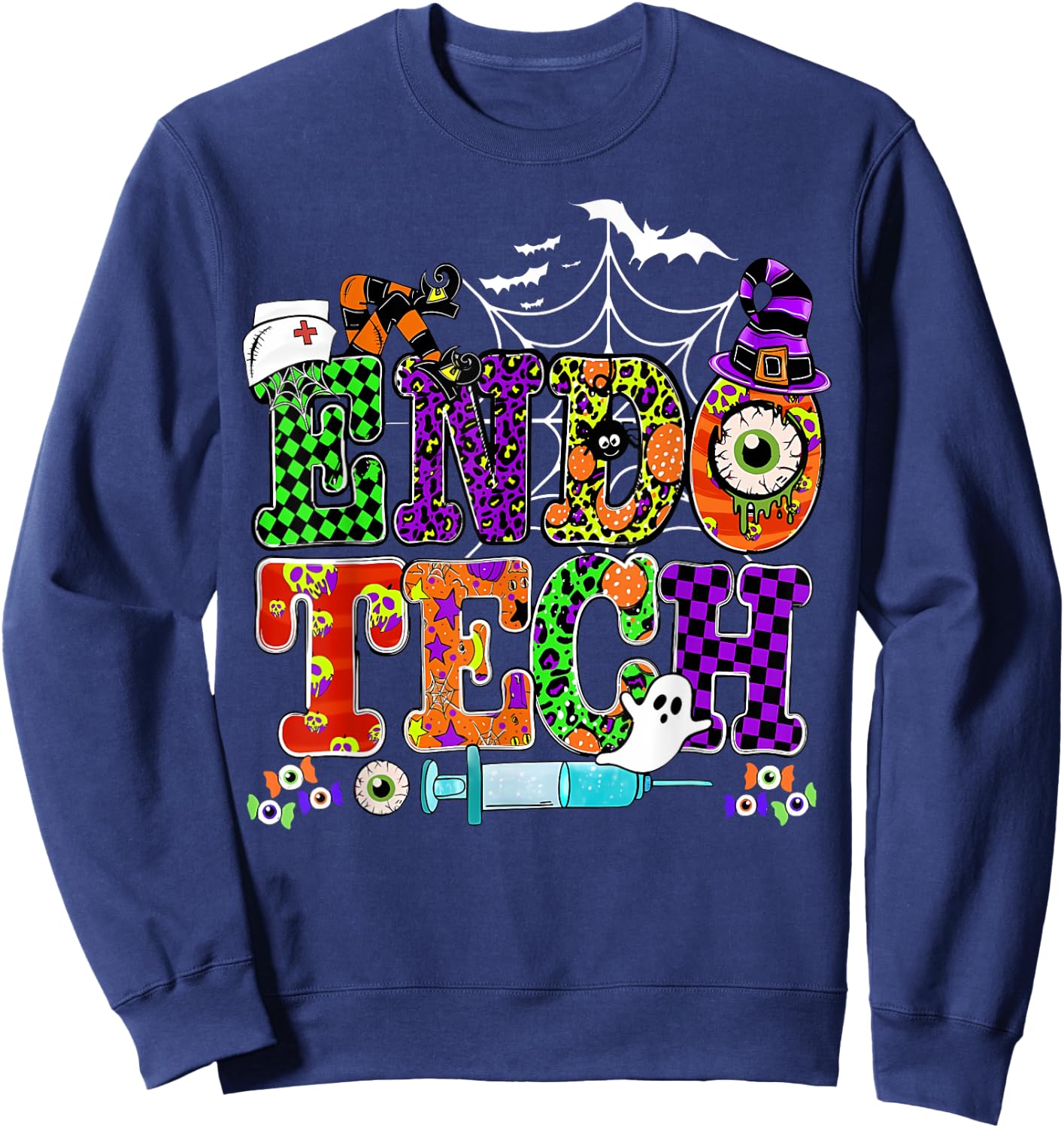 Endo Tech Halloween GI Gastroenterology Nurse Colonoscopy Sweatshirt - Sweatshirt | Navy