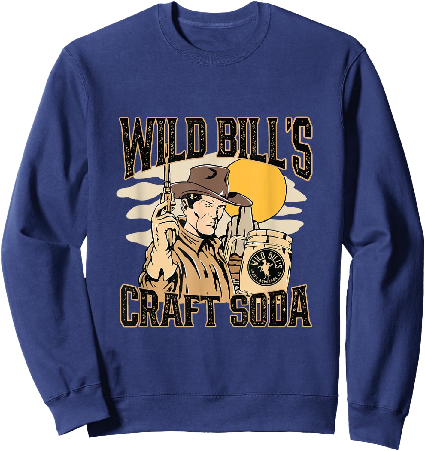 Vintage Wild West Gunslinger: Wild Bill's Classic Cowboy Sweatshirt - Sweatshirt | Navy