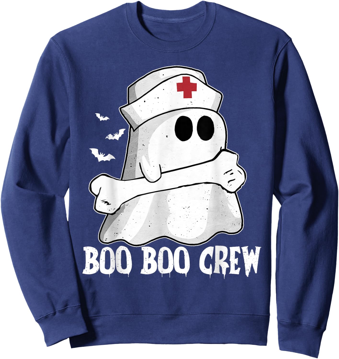 Funny Boo Crew Nurse Shirt Nurse Ghost Women Halloween Sweatshirt - Sweatshirt | Navy