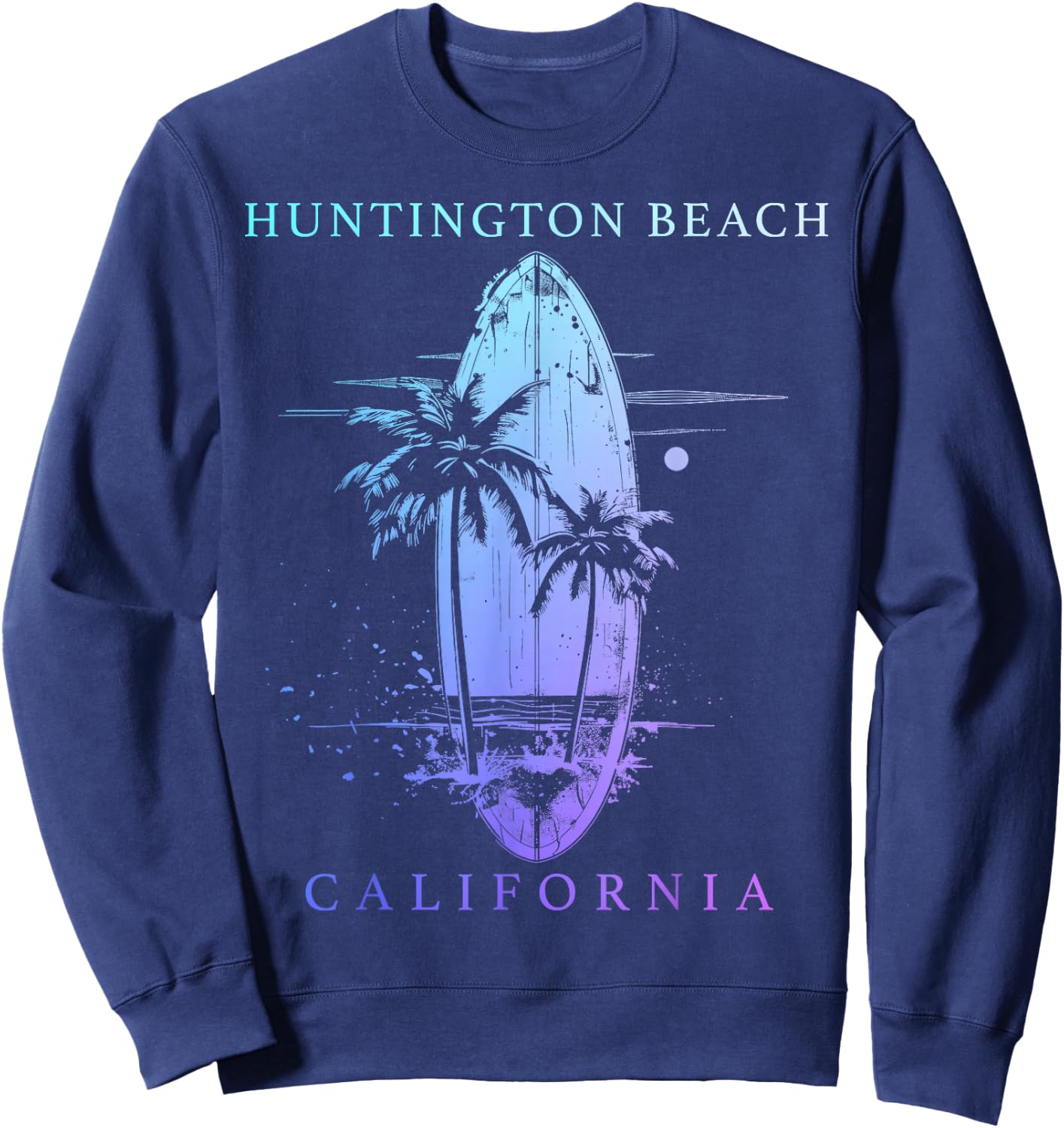 Huntington Beach California Surf Vintage Surfing Surfer Sweatshirt - Sweatshirt | Navy